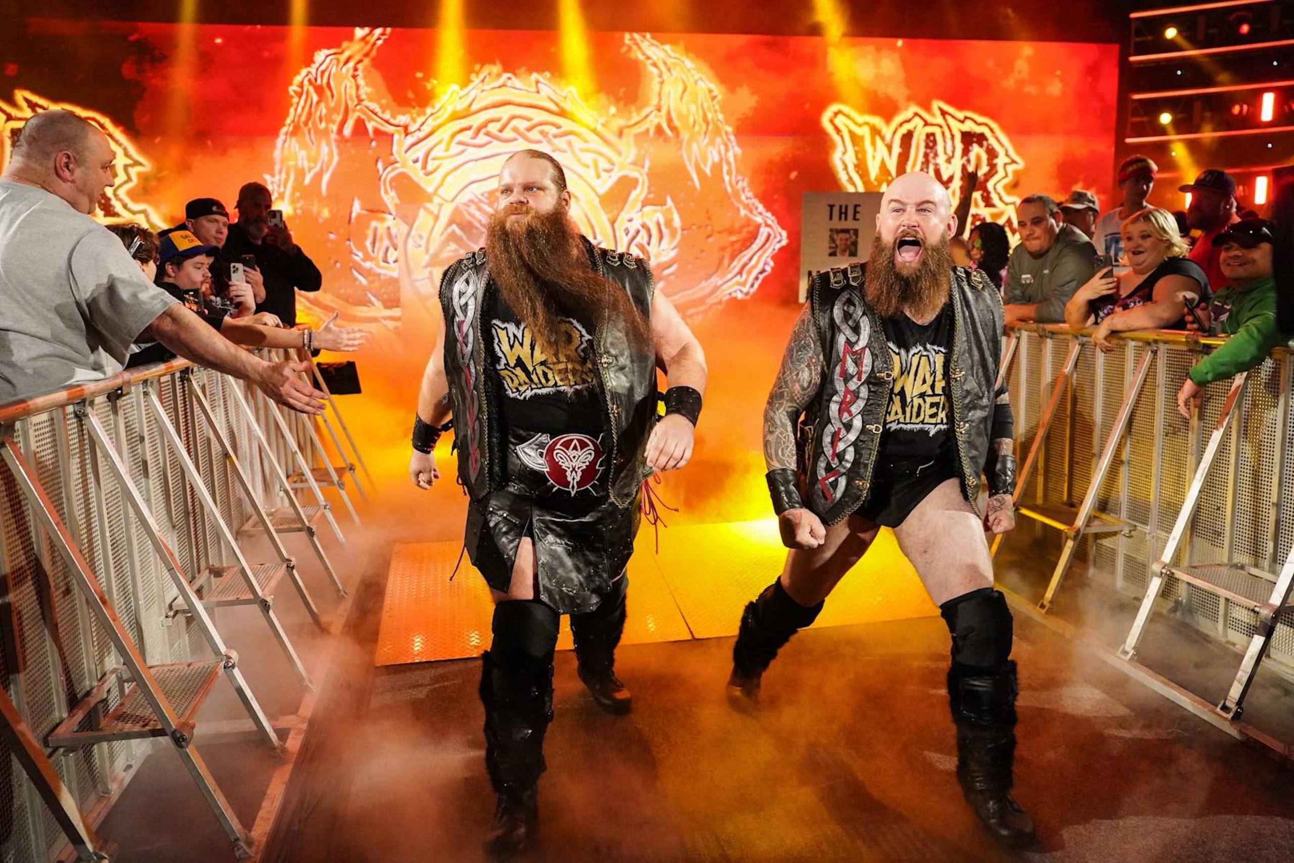 HERSHEY, PENNSYLVANIA - OCTOBER 28: Ivar and Erik of The War Raiders make their way to the ring during Monday Night RAW at Giant Center on October 28, 2024 in Hershey, Pennsylvania. (Photo by WWE/Getty Images) HERSHEY, PENNSYLVANIA - OCTOBER 28: Ivar and Erik of The War Raiders make their way to the ring during Monday Night RAW at Giant Center on October 28, 2024 in Hershey, Pennsylvania. (Photo by WWE/Getty Images)