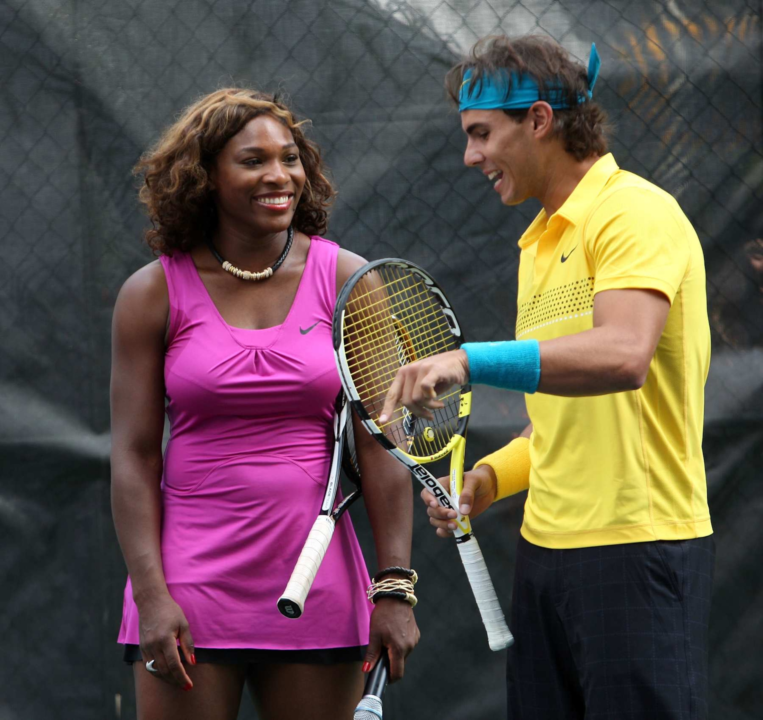 NEW YORK - AUGUST 26: Tennis players Serena Williams and Rafael Nadal attend the Roger Federer, Rafael Nadal, Serena Williams and John McEnroe Challenge on the streets of Manhattan on August 26, 2009 in New York City. (Photo by Bryan Bedder/Getty Images) NEW YORK - AUGUST 26: Tennis players Serena Williams and Rafael Nadal attend the Roger Federer, Rafael Nadal, Serena Williams and John McEnroe Challenge on the streets of Manhattan on August 26, 2009 in New York City. (Photo by Bryan Bedder/Getty Images)