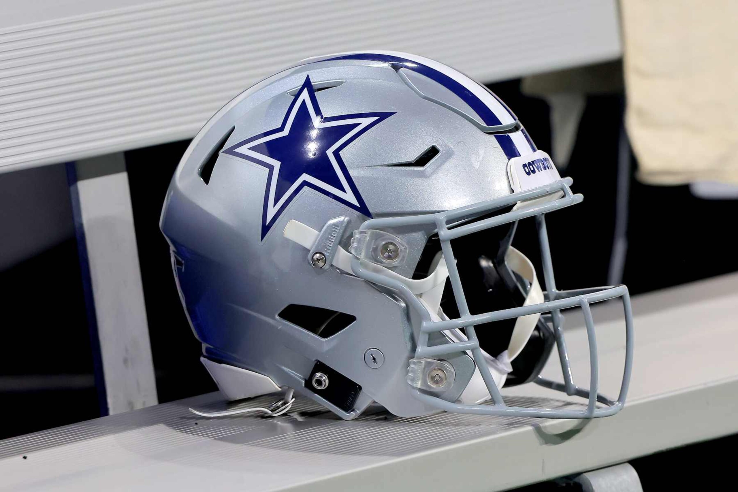 ATLANTA, GA - NOVEMBER 03: A Dallas Cowboys helmet on the bench during the Sunday afternoon NFL game between the Atlanta Falcons and the Dallas Cowboys on November 3, 2024 at the Mercedes-Benz Stadium in Atlanta, Georgia. (Photo by David J. Griffin/Icon Sportswire via Getty Images) ATLANTA, GA - NOVEMBER 03: A Dallas Cowboys helmet on the bench during the Sunday afternoon NFL game between the Atlanta Falcons and the Dallas Cowboys on November 3, 2024 at the Mercedes-Benz Stadium in Atlanta, Georgia. (Photo by David J. Griffin/Icon Sportswire via Getty Images)
