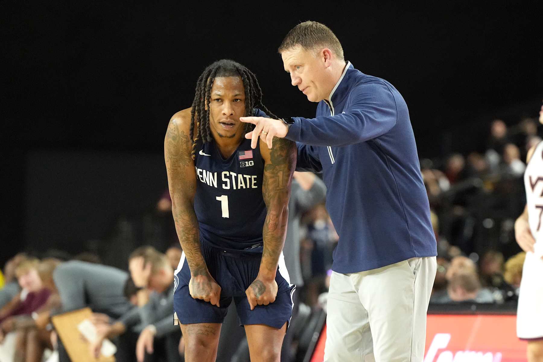 Penn State's Ace Baldwin Jr. and Mike Rhoades