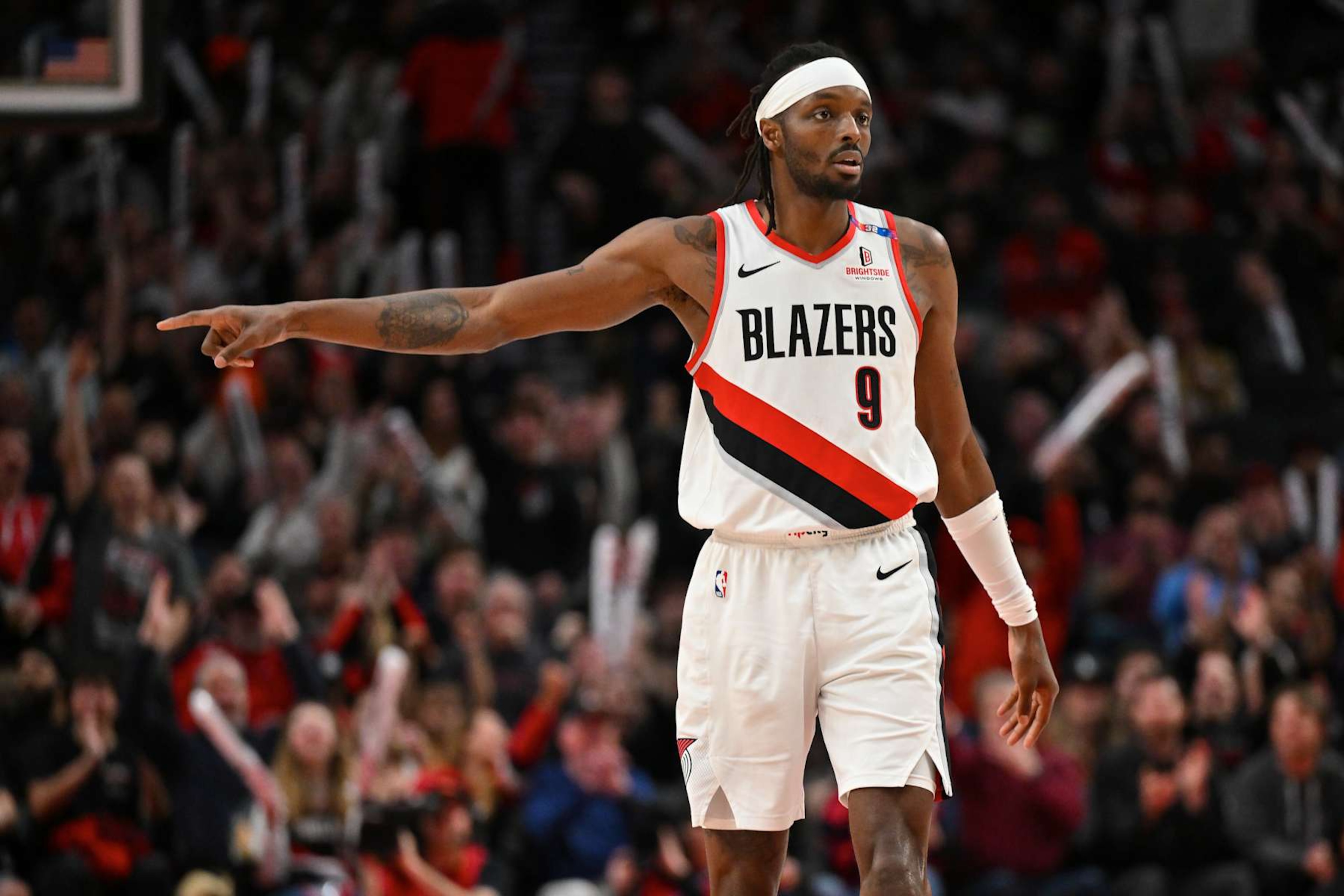 PORTLAND, OREGON - NOVEMBER 13: Jerami Grant #9 of the Portland Trail Blazers gestures during action against the Minnesota Timberwolves at Moda Center on November 13, 2024 in Portland, Oregon. The Portland Trail Blazers won 106-98. NOTE TO USER: User expressly acknowledges and agrees that, by downloading and or using this photograph, User is consenting to the terms and conditions of the Getty Images License Agreement. (Photo by Alika Jenner/Getty Images) PORTLAND, OREGON - NOVEMBER 13: Jerami Grant #9 of the Portland Trail Blazers gestures during action against the Minnesota Timberwolves at Moda Center on November 13, 2024 in Portland, Oregon. The Portland Trail Blazers won 106-98. NOTE TO USER: User expressly acknowledges and agrees that, by downloading and or using this photograph, User is consenting to the terms and conditions of the Getty Images License Agreement. (Photo by Alika Jenner/Getty Images)