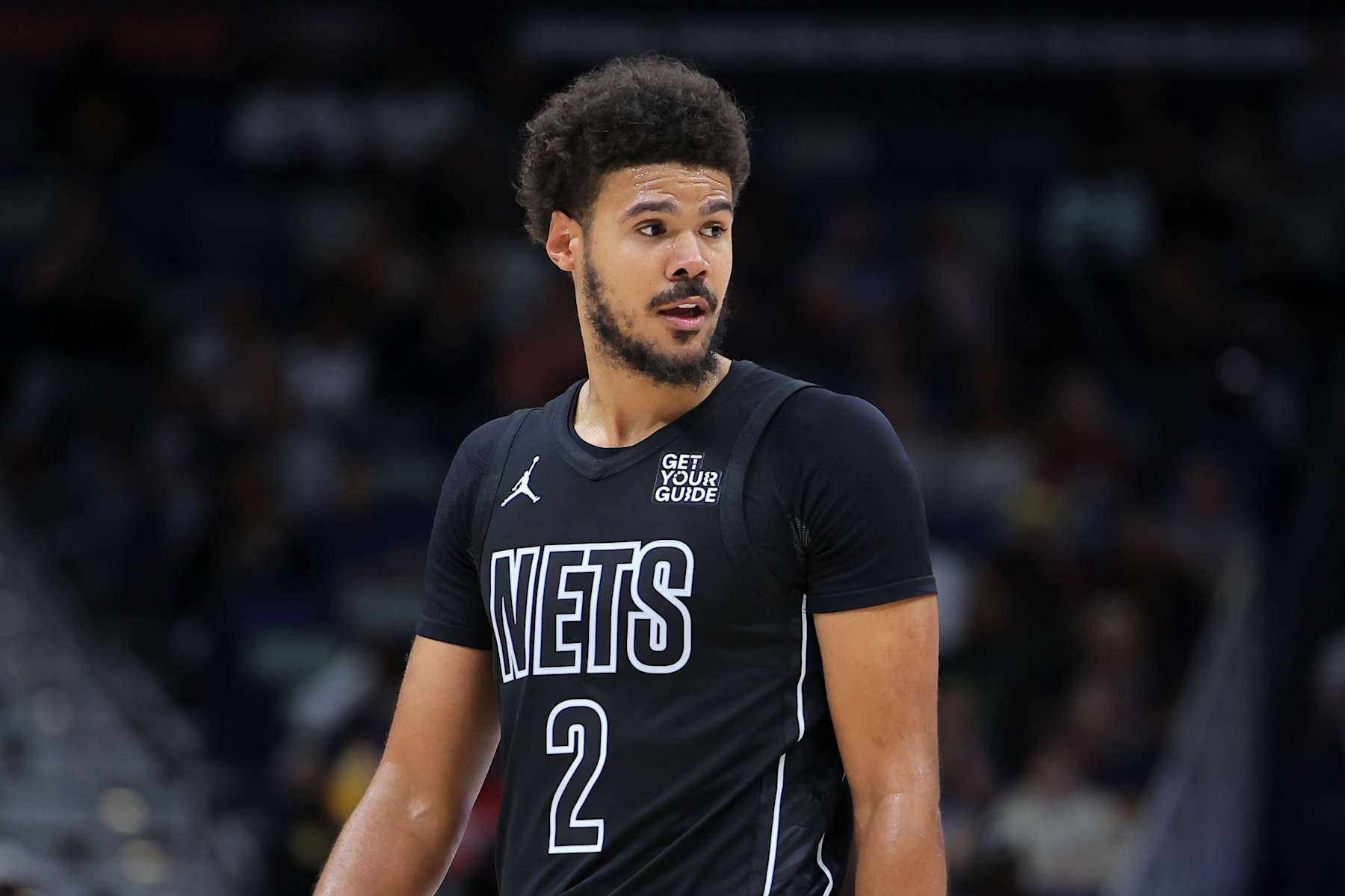 NEW ORLEANS, LOUISIANA - NOVEMBER 11: Cameron Johnson #2 of the Brooklyn Nets reacts against the New Orleans Pelicans during a game at the Smoothie King Center on November 11, 2024 in New Orleans, Louisiana. NOTE TO USER: User expressly acknowledges and agrees that, by downloading and or using this Photograph, user is consenting to the terms and conditions of the Getty Images License Agreement. (Photo by Jonathan Bachman/Getty Images)
