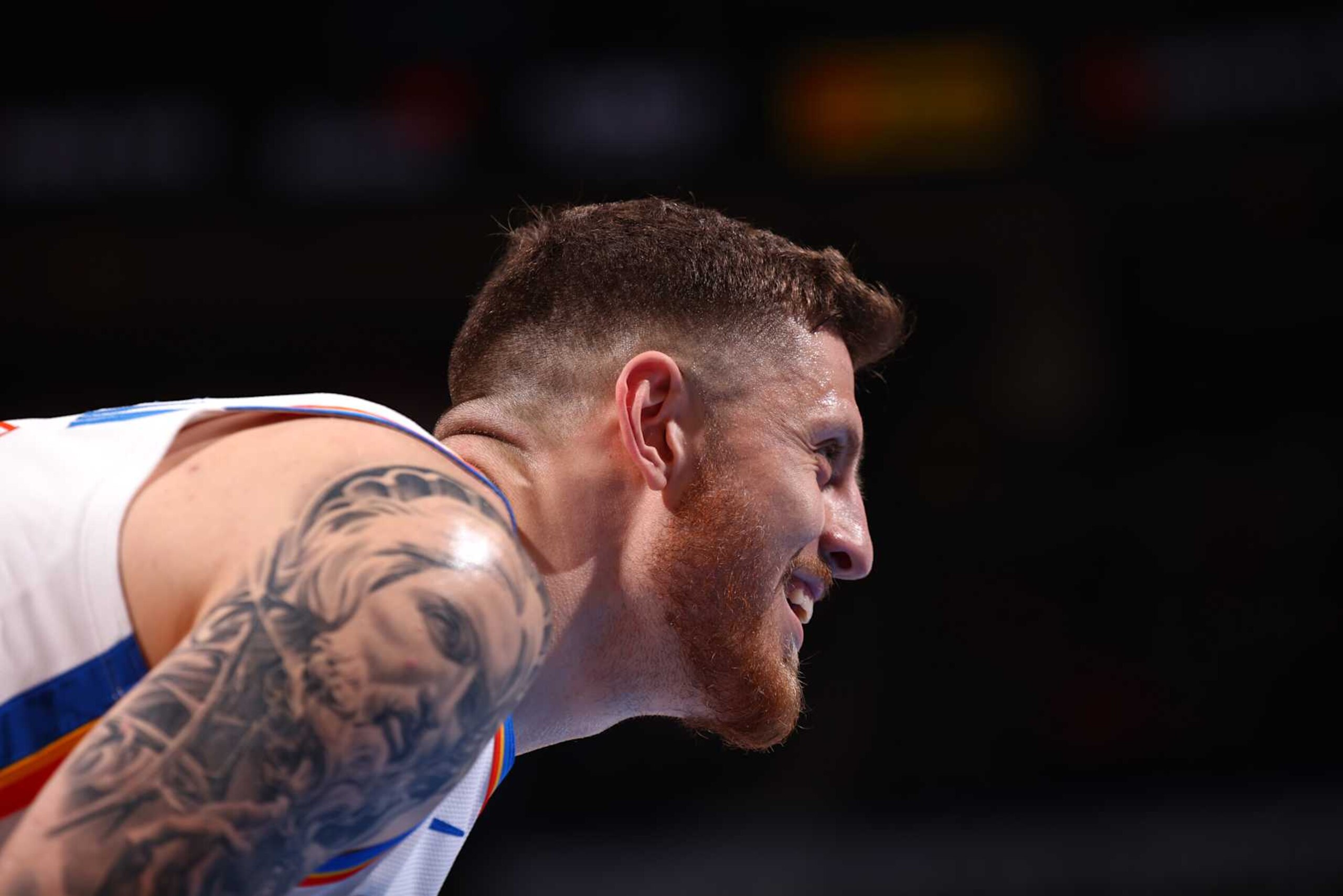 OKLAHOMA CITY, OK - NOVEMBER 20: Isaiah Hartenstein #55 of the Oklahoma City Thunder looks on during the game against the Portland Trail Blazers on November 20, 2024 at Paycom Center in Oklahoma City, Oklahoma. NOTE TO USER: User expressly acknowledges and agrees that, by downloading and or using this photograph, User is consenting to the terms and conditions of the Getty Images License Agreement. Mandatory Copyright Notice: Copyright 2024 NBAE (Photo by Zach Beeker/NBAE via Getty Images)