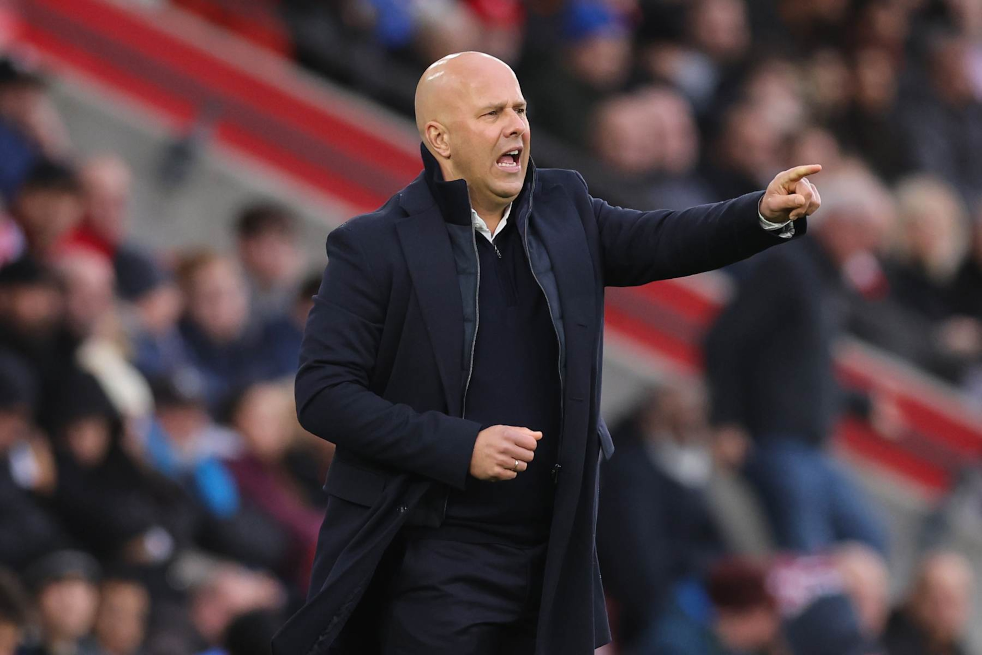 SOUTHAMPTON, ENGLAND - NOVEMBER 24: Arne Slot Manager of Liverpool during the Premier League match between Southampton FC and Liverpool FC at St Mary's Stadium on November 24, 2024 in Southampton, England. (Photo by Catherine Ivill - AMA/Getty Images) SOUTHAMPTON, ENGLAND - NOVEMBER 24: Arne Slot Manager of Liverpool during the Premier League match between Southampton FC and Liverpool FC at St Mary's Stadium on November 24, 2024 in Southampton, England. (Photo by Catherine Ivill - AMA/Getty Images)