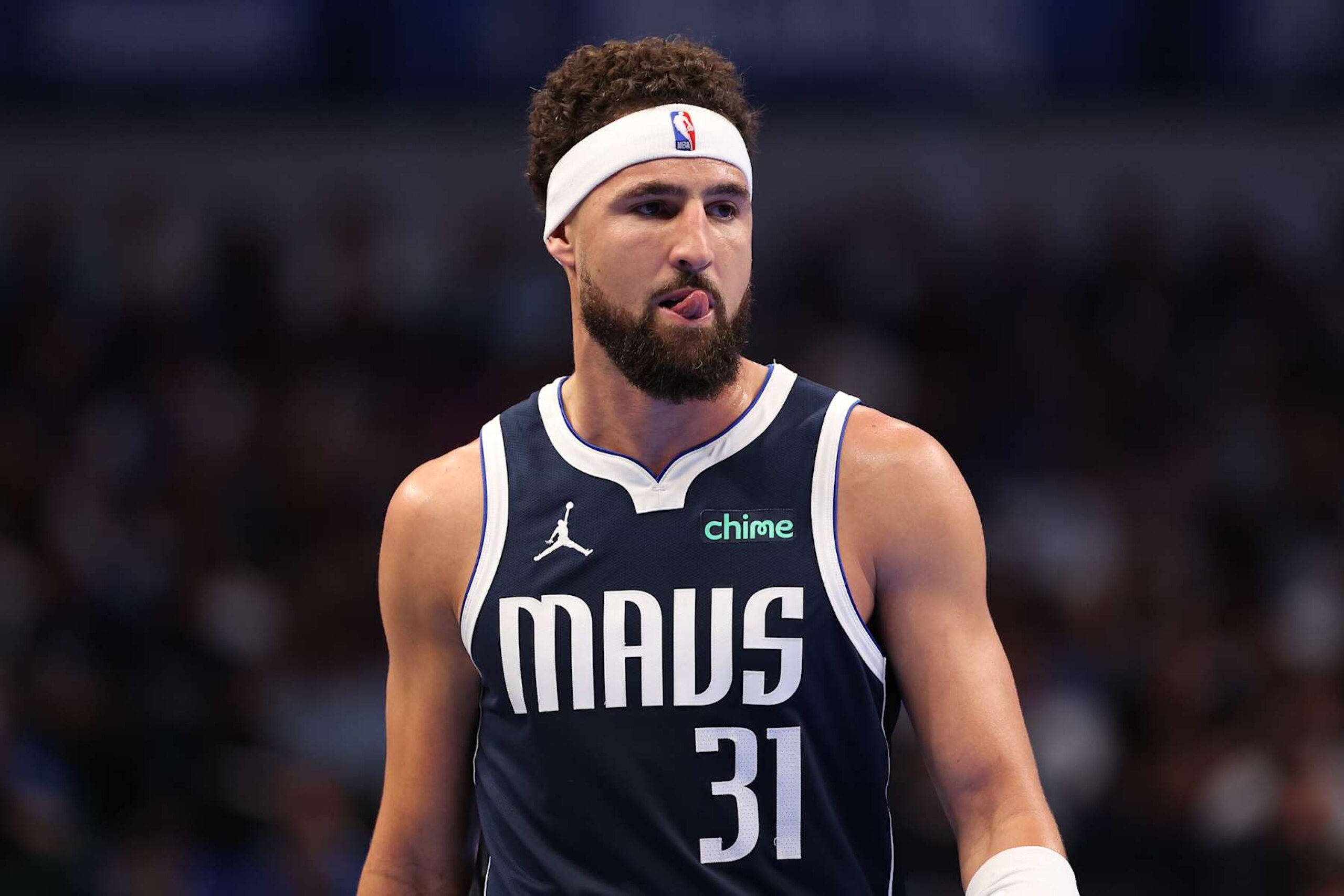 DALLAS, TEXAS - NOVEMBER 19: Klay Thompson #31 of the Dallas Mavericks looks on during the first half of an Emirates NBA Cup against the New Orleans Pelicans game at American Airlines Center on November 19, 2024 in Dallas, Texas. NOTE TO USER: User expressly acknowledges and agrees that, by downloading and/or using this photograph, user is consenting to the terms and conditions of the Getty Images License Agreement. (Photo by Sam Hodde/Getty Images) DALLAS, TEXAS - NOVEMBER 19: Klay Thompson #31 of the Dallas Mavericks looks on during the first half of an Emirates NBA Cup against the New Orleans Pelicans game at American Airlines Center on November 19, 2024 in Dallas, Texas. NOTE TO USER: User expressly acknowledges and agrees that, by downloading and/or using this photograph, user is consenting to the terms and conditions of the Getty Images License Agreement. (Photo by Sam Hodde/Getty Images)