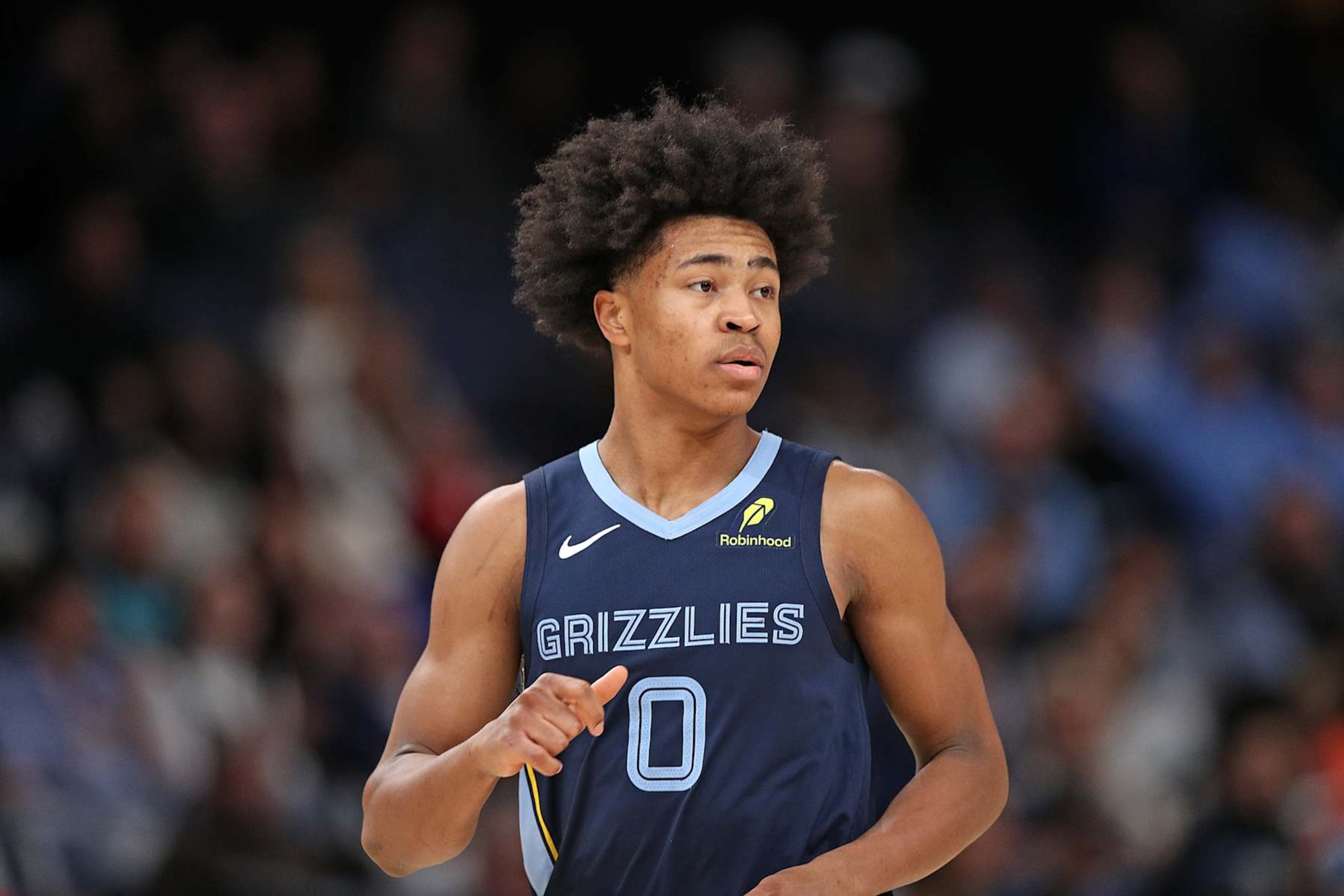MEMPHIS, TENNESSEE - NOVEMBER 20: Jaylen Wells #0 of the Memphis Grizzlies looks on during the game against the Philadelphia 76ers at FedExForum on November 20, 2024 in Memphis, Tennessee. NOTE TO USER: User expressly acknowledges and agrees that, by downloading and or using this photograph, User is consenting to the terms and conditions of the Getty Images License Agreement. (Photo by Justin Ford/Getty Images) MEMPHIS, TENNESSEE - NOVEMBER 20: Jaylen Wells #0 of the Memphis Grizzlies looks on during the game against the Philadelphia 76ers at FedExForum on November 20, 2024 in Memphis, Tennessee. NOTE TO USER: User expressly acknowledges and agrees that, by downloading and or using this photograph, User is consenting to the terms and conditions of the Getty Images License Agreement. (Photo by Justin Ford/Getty Images)