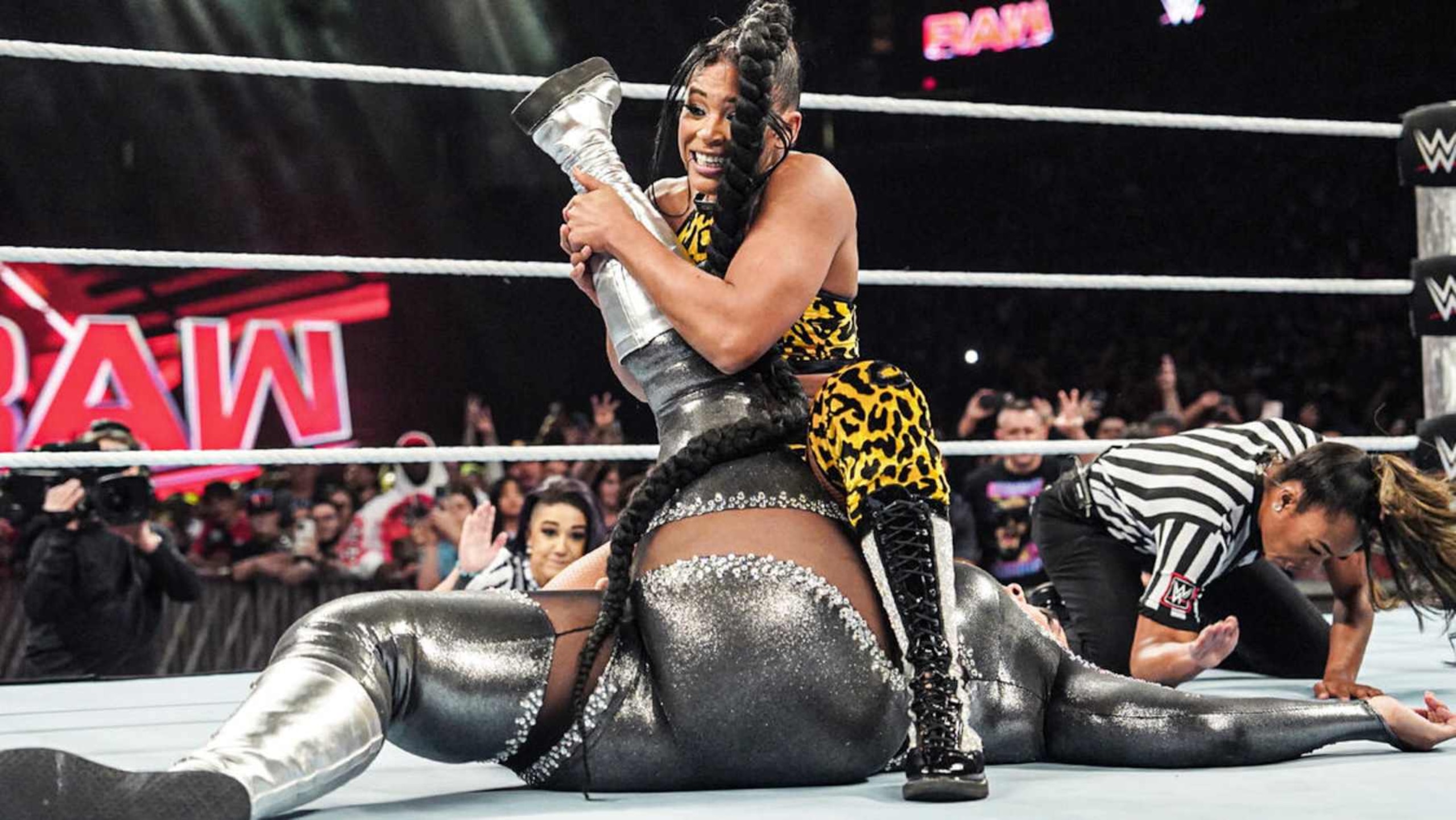 Bianca Belair beat Nia Jax to give her team a WarGames advantage, helped by Bayley. Bianca Belair beat Nia Jax to give her team a WarGames advantage, helped by Bayley.