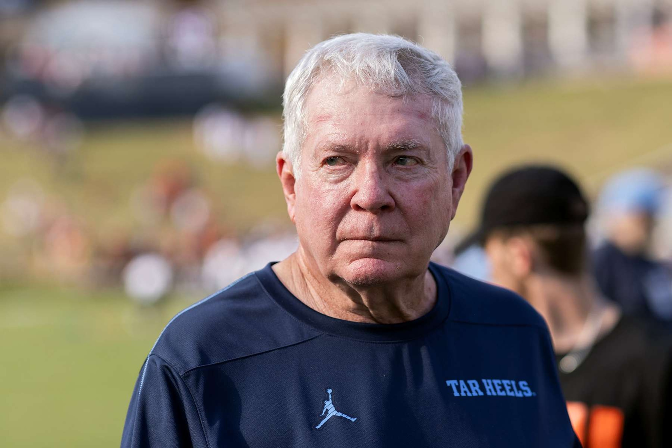 CHARLOTTESVILLE, VIRGINIA - OCTOBER 26: Head coach Mack Brown of the North Carolina Tar Heels leaves the field after the end of a game against the Virginia Cavaliers at Scott Stadium on October 26, 2024 in Charlottesville, Virginia. (Photo by Ryan M. Kelly/Getty Images)