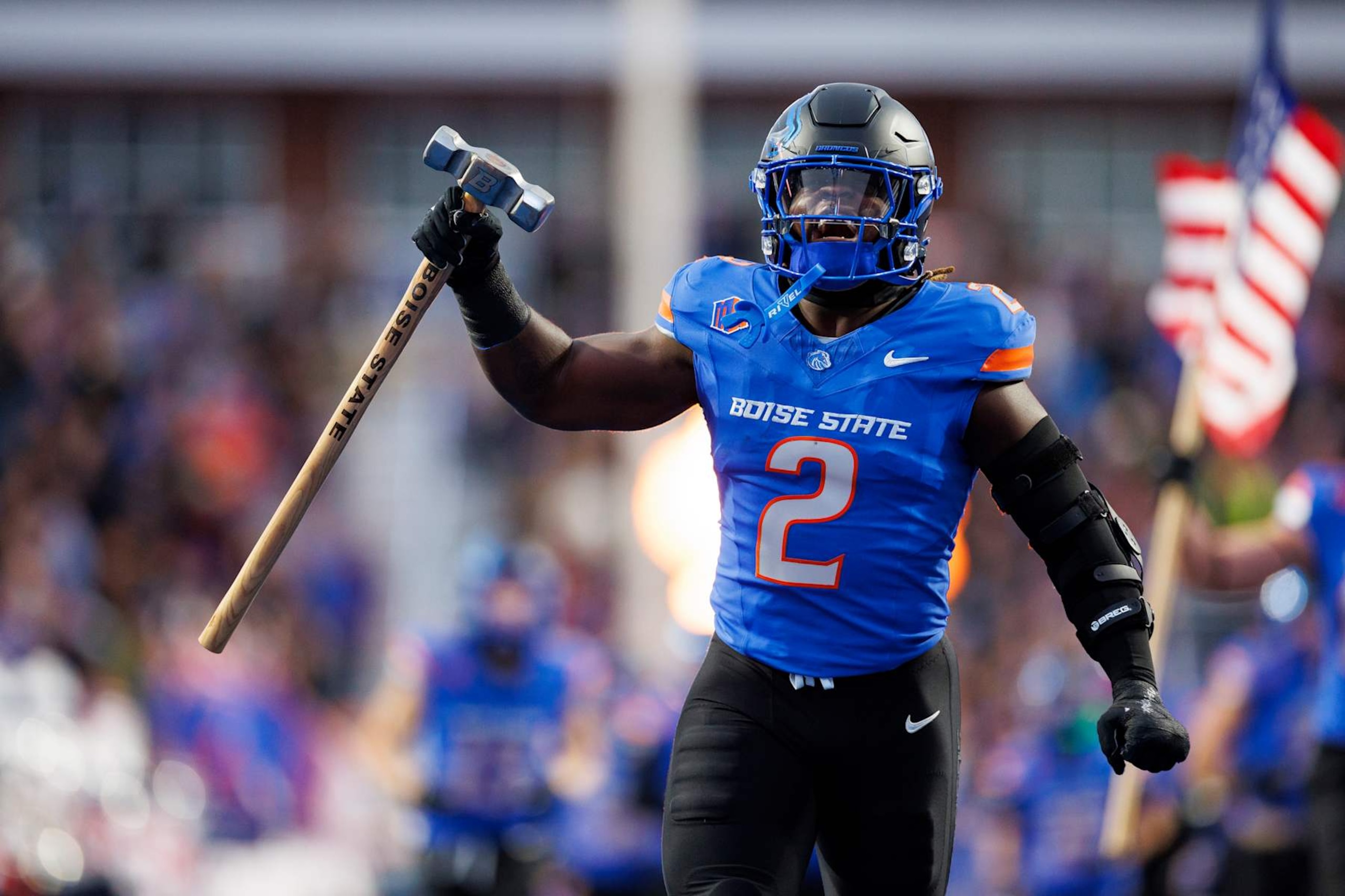 BOISE, IDAHO - NOVEMBER 1: Running back Ashton Jeanty #2 of the Boise State Broncos enters the field prior to an NCAA college football game against the San Diego State Aztecs, at Albertsons Stadium on November 1, 2024 in Boise, Idaho. (Photo by Brooke Sutton/Getty Images)