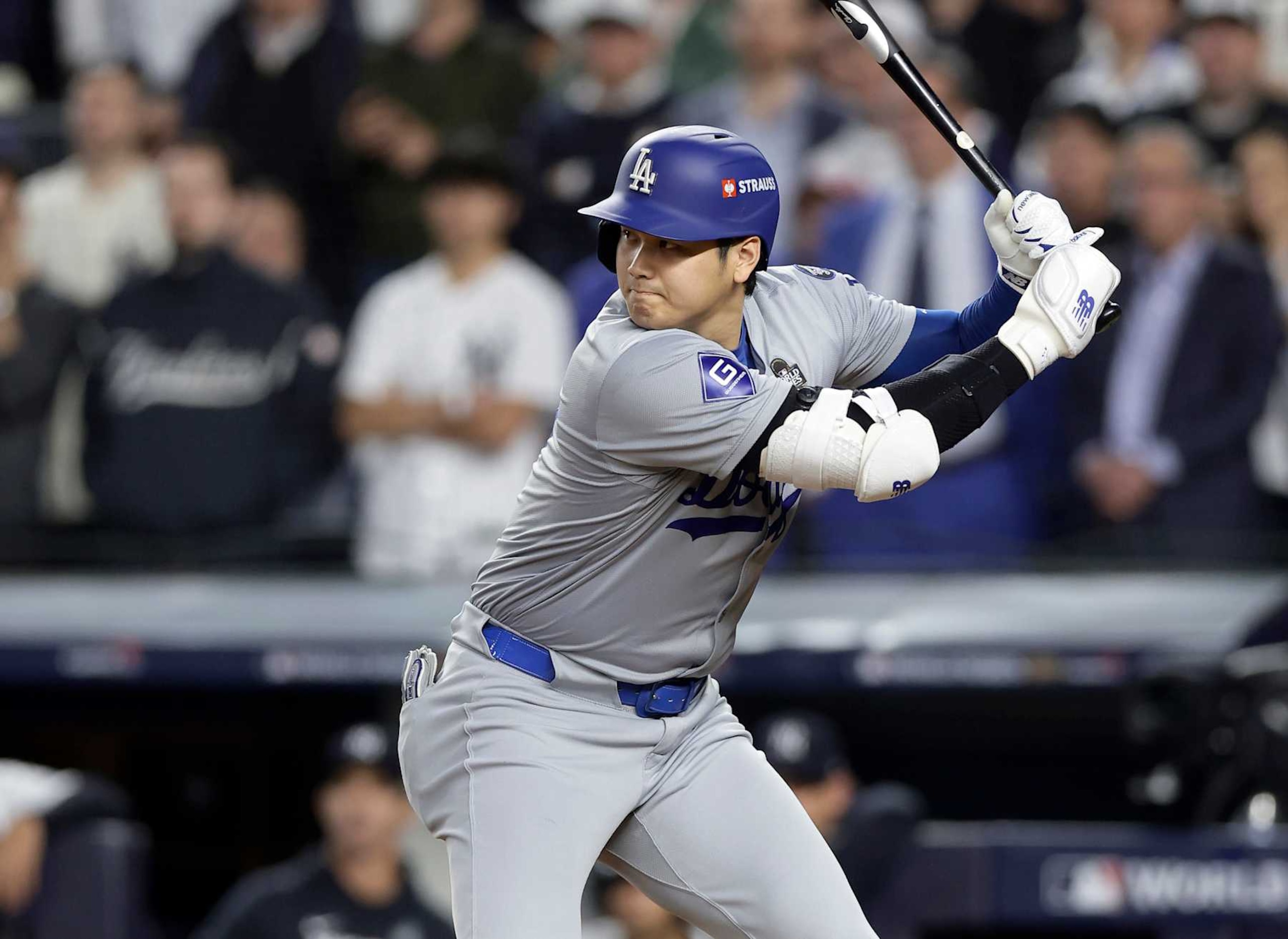 NEW YORK, NEW YORK - OCTOBER 30: (NEW YORK DAILIES OUT) Shohei Ohtani #17 of the Los Angeles Dodgers in action against the New York Yankees during Game Five of the 2024 World Series at Yankee Stadium on October 30, 2024 in New York City. The Dodgers defeated the Yankees 7-6. (Photo by Jim McIsaac/Getty Images) NEW YORK, NEW YORK - OCTOBER 30: (NEW YORK DAILIES OUT) Shohei Ohtani #17 of the Los Angeles Dodgers in action against the New York Yankees during Game Five of the 2024 World Series at Yankee Stadium on October 30, 2024 in New York City. The Dodgers defeated the Yankees 7-6. (Photo by Jim McIsaac/Getty Images)