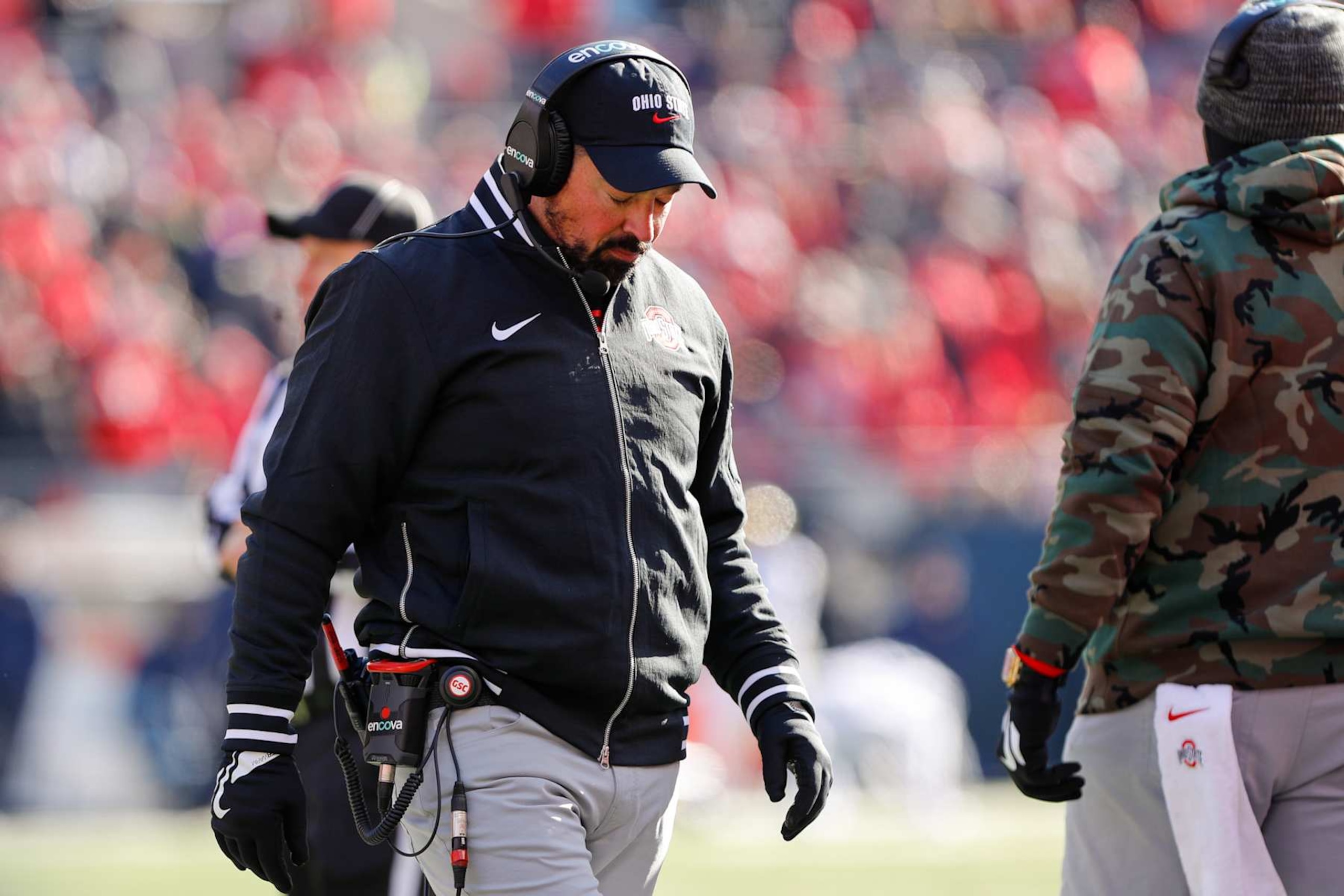 COLUMBUS, OH - NOVEMBER 30: Ohio State Buckeyes head coach Ryan Day reacts during the game against the Michigan Wolverines and the Ohio State Buckeyes on November 30, 2024, at Ohio Stadium in Columbus, OH. (Photo by Ian Johnson/Icon Sportswire via Getty Images)
