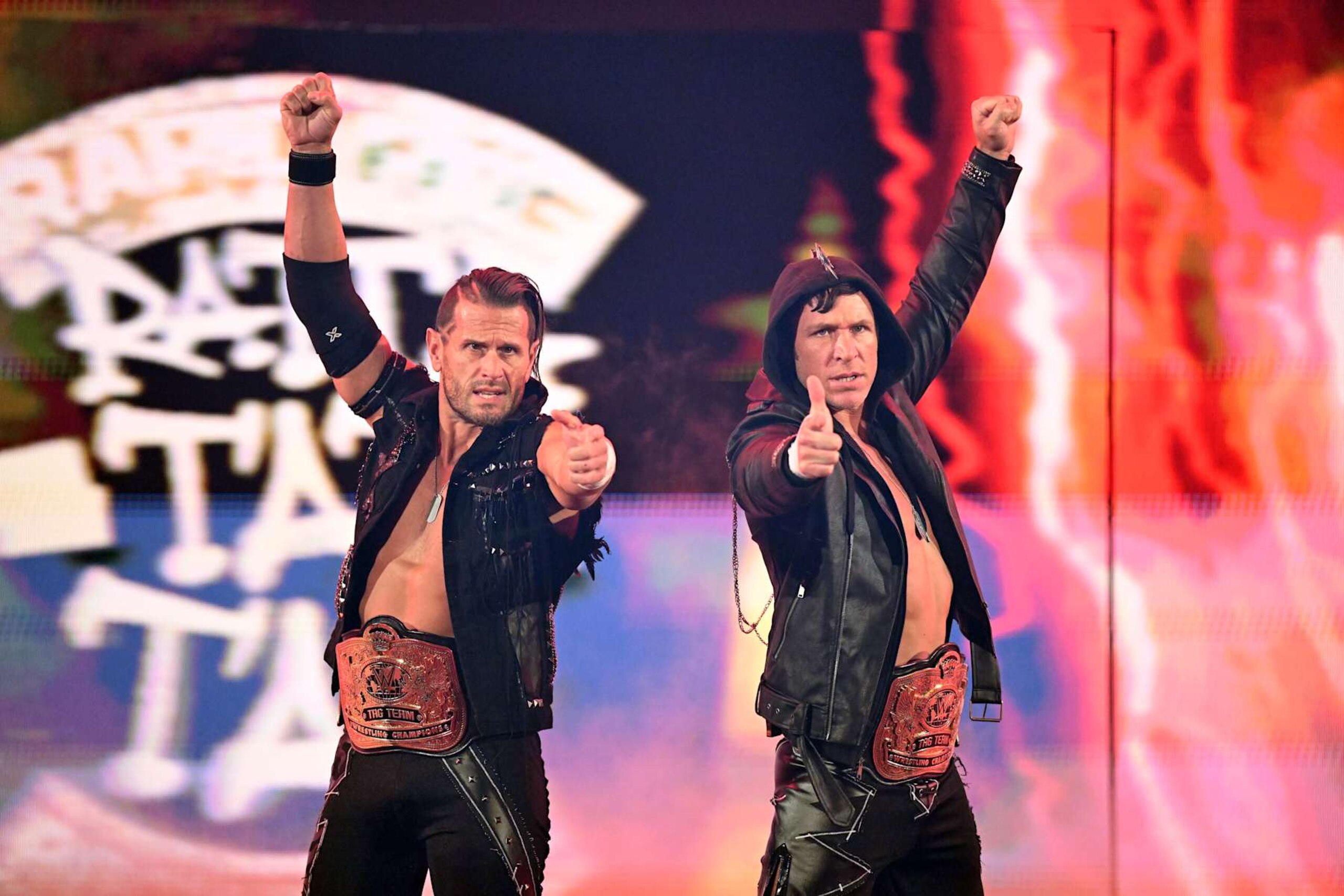 MILWAUKEE, WISCONSIN - NOVEMBER 15: (L-R) WWE Tag Team Champions Alex Shelley and Chris Sabin of the Motor City Machine Guns make their entrance during WWE SmackDown at Fiserv Forum on November 15, 2024 in Milwaukee, Wisconsin. (Photo by WWE/Getty Images) MILWAUKEE, WISCONSIN - NOVEMBER 15: (L-R) WWE Tag Team Champions Alex Shelley and Chris Sabin of the Motor City Machine Guns make their entrance during WWE SmackDown at Fiserv Forum on November 15, 2024 in Milwaukee, Wisconsin. (Photo by WWE/Getty Images)