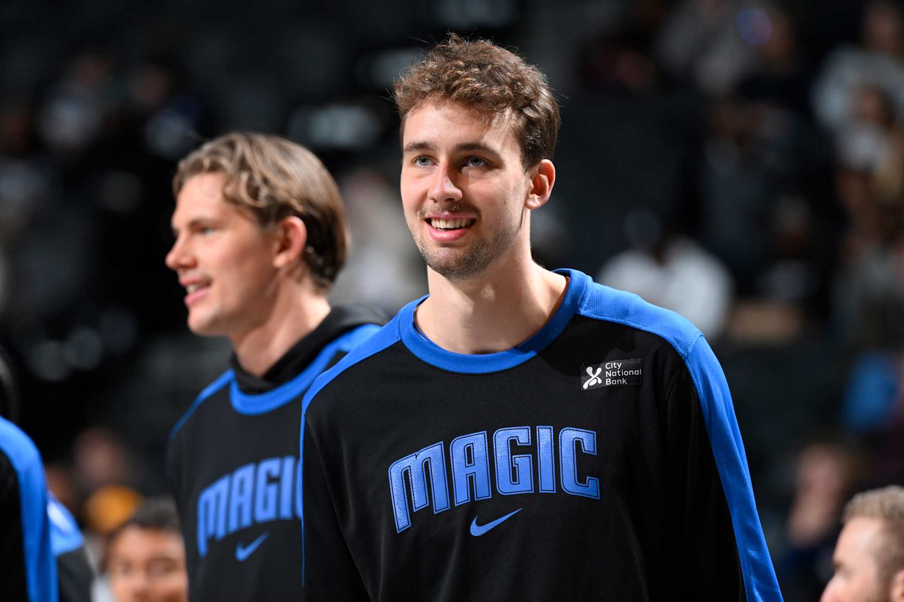 BROOKLYN, NY - DECEMBER 1: Franz Wagner #22 of the Orlando Magic warms up before the game against the Brooklyn Nets on December 1, 2024 at Barclays Center in Brooklyn, New York. NOTE TO USER: User expressly acknowledges and agrees that, by downloading and or using this Photograph, user is consenting to the terms and conditions of the Getty Images License Agreement. Mandatory Copyright Notice: Copyright 2024 NBAE (Photo by David Dow/NBAE via Getty Images)