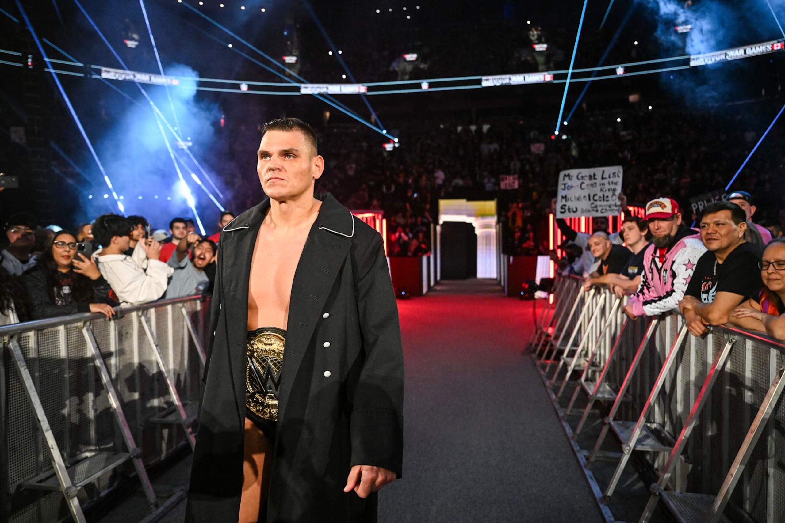 VANCOUVER, CANADA - NOVEMBER 30: Gunther makes his way to the ring during WWE Survivor Series: War Games at Rogers Arena on November 30, 2024 in Vancouver, Canada.  (Photo by WWE/Getty Images)