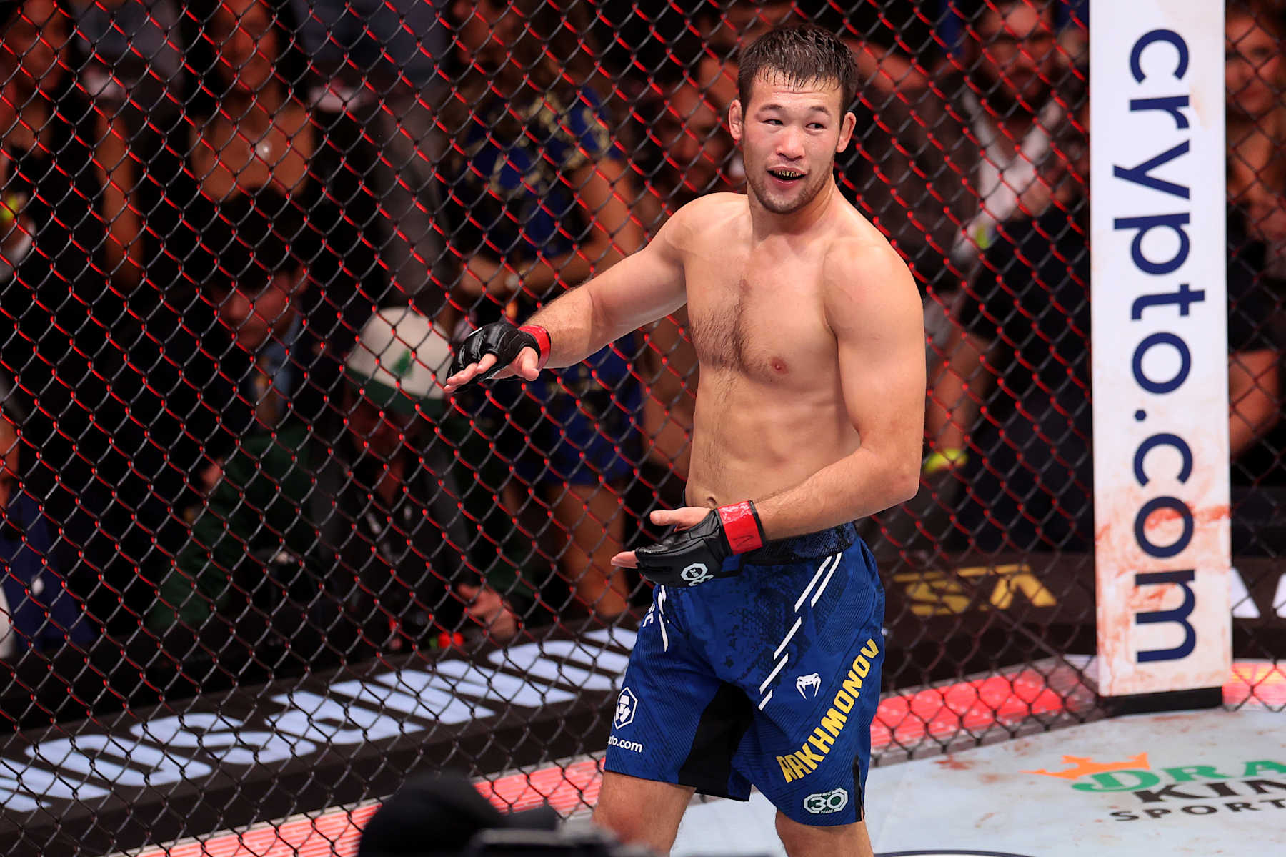 Shavkat Rakhmonov reacts to his win over Stephen Thompson