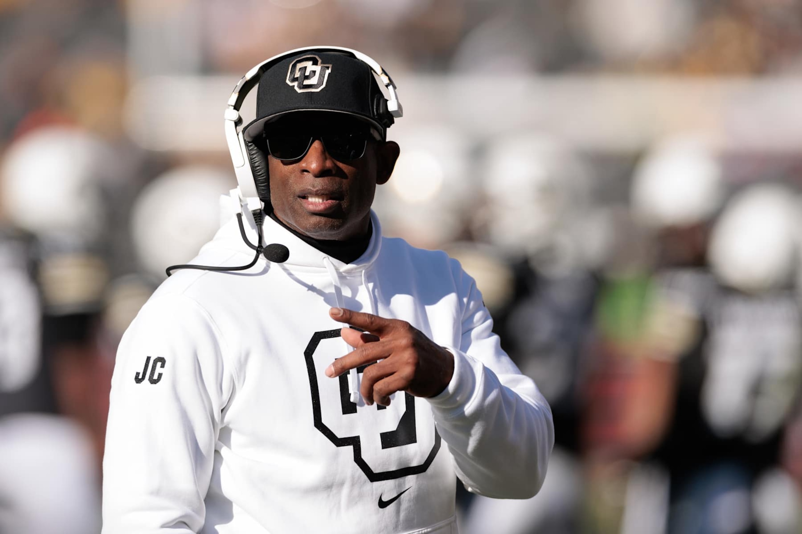 BOULDER, COLORADO - NOVEMBER 29: Head coach Deion Sanders of the Colorado Buffaloes looks on during the fourth quarter against the Oklahoma State Cowboys at Folsom Field on November 29, 2024 in Boulder, Colorado. (Photo by Andrew Wevers/Getty Images)