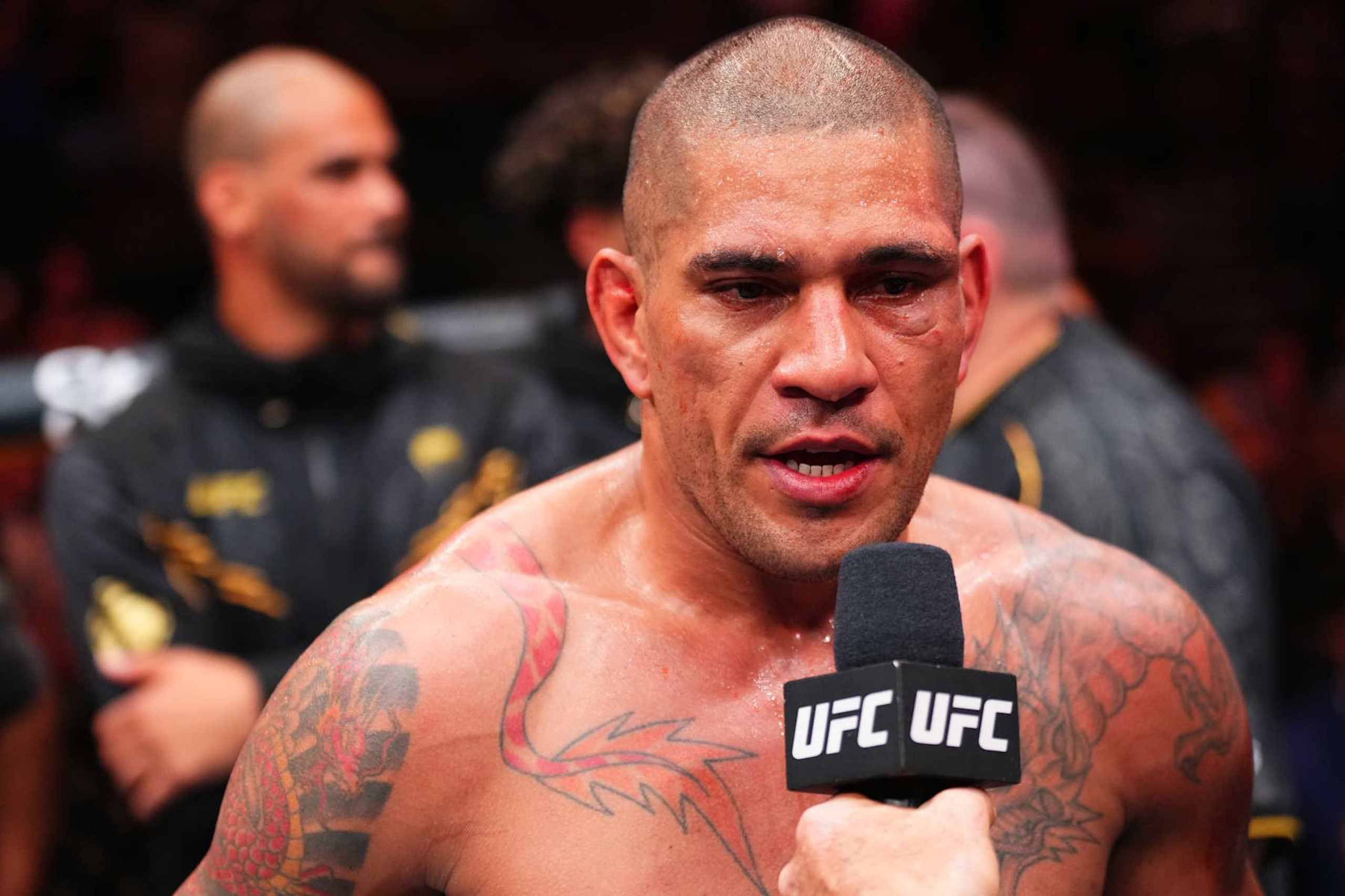 SALT LAKE CITY, UTAH - OCTOBER 05: Alex Pereira of Brazil reacts after his TKO victory against Khalil Rountree Jr. in the UFC light heavyweight championship fight during the UFC 307 event at Delta Center on October 05, 2024 in Salt Lake City, Utah. (Photo by Jeff Bottari/Zuffa LLC)