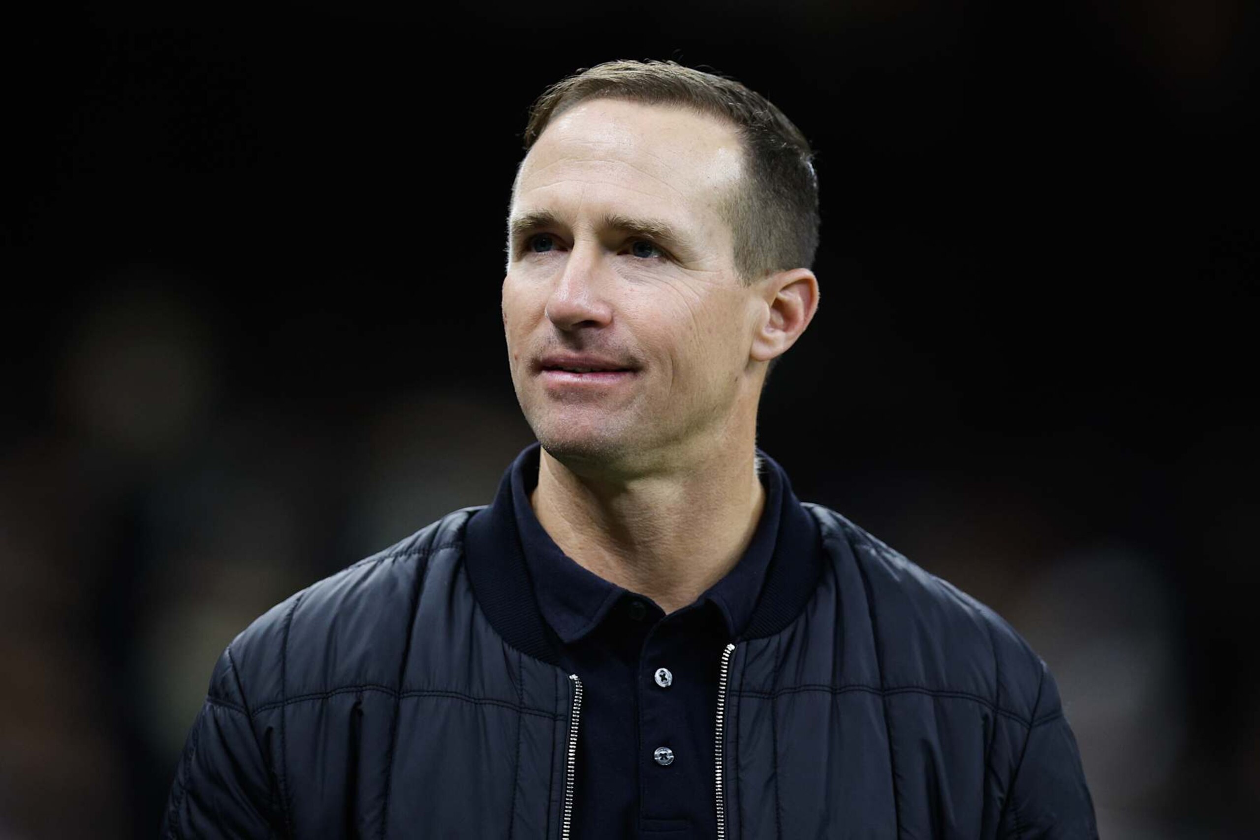 NEW ORLEANS, LOUISIANA - NOVEMBER 17: Former New Orleans Saints quarterback Drew Brees looks on prior to a game against the Cleveland Browns at Caesars Superdome on November 17, 2024 in New Orleans, Louisiana. (Photo by Sean Gardner/Getty Images)