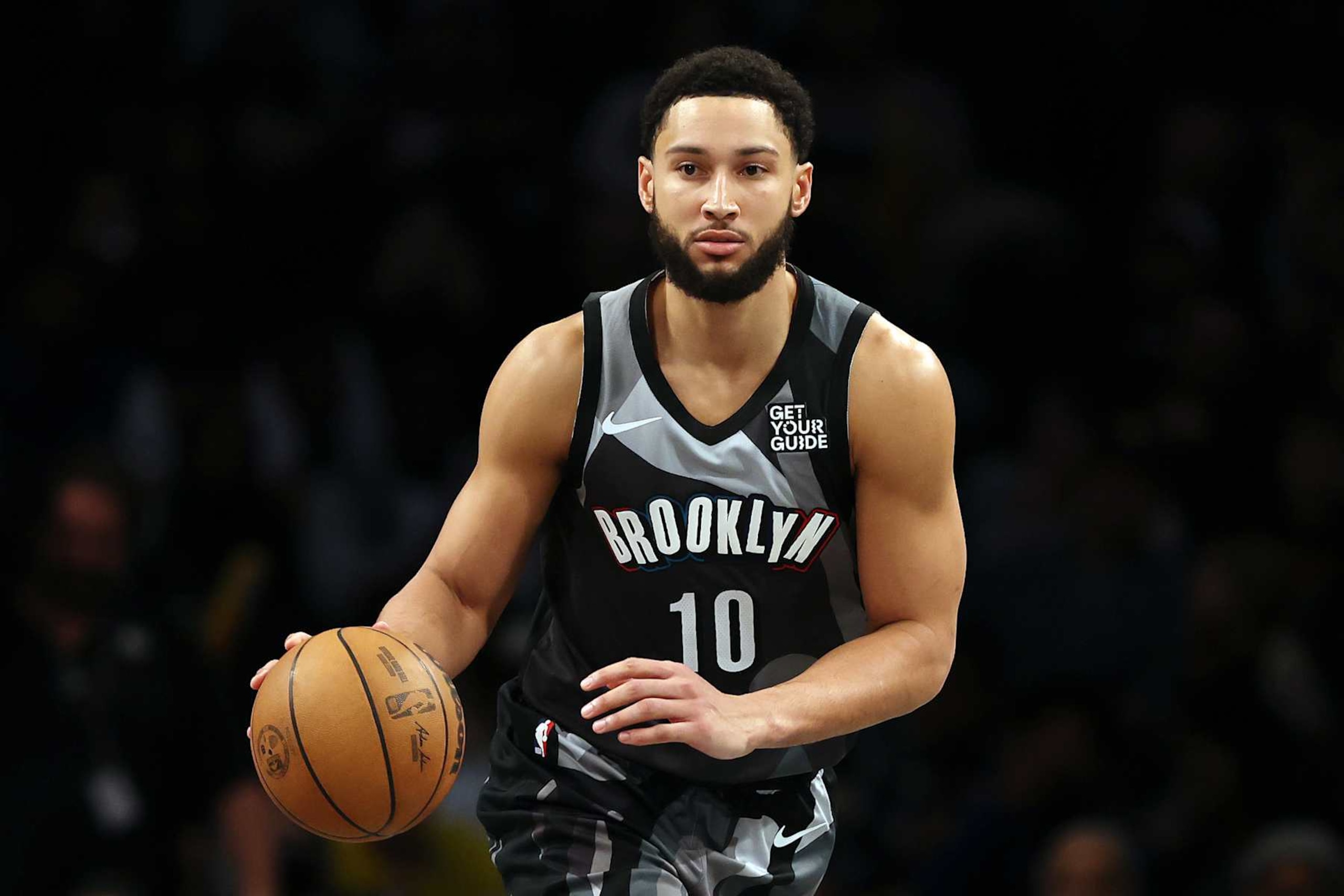 NEW YORK, NEW YORK - DECEMBER 04: Ben Simmons #10 of the Brooklyn Nets dribbles during the second half against the Indiana Pacers at Barclays Center on December 04, 2024 in the Brooklyn borough of New York City. The Nets won 99-90. NOTE TO USER: User expressly acknowledges and agrees that, by downloading and or using this photograph, User is consenting to the terms and conditions of the Getty Images License Agreement. (Photo by Sarah Stier/Getty Images)