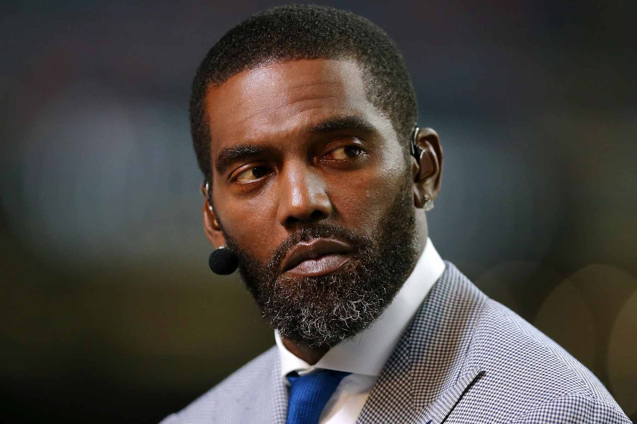 NEW ORLEANS, LOUISIANA - SEPTEMBER 09: ESPN analyst Randy Moss reacts during a game between the New Orleans Saints and the Houston Texans at the Mercedes Benz Superdome on September 09, 2019 in New Orleans, Louisiana. (Photo by Jonathan Bachman/Getty Images) NEW ORLEANS, LOUISIANA - SEPTEMBER 09: ESPN analyst Randy Moss reacts during a game between the New Orleans Saints and the Houston Texans at the Mercedes Benz Superdome on September 09, 2019 in New Orleans, Louisiana. (Photo by Jonathan Bachman/Getty Images)