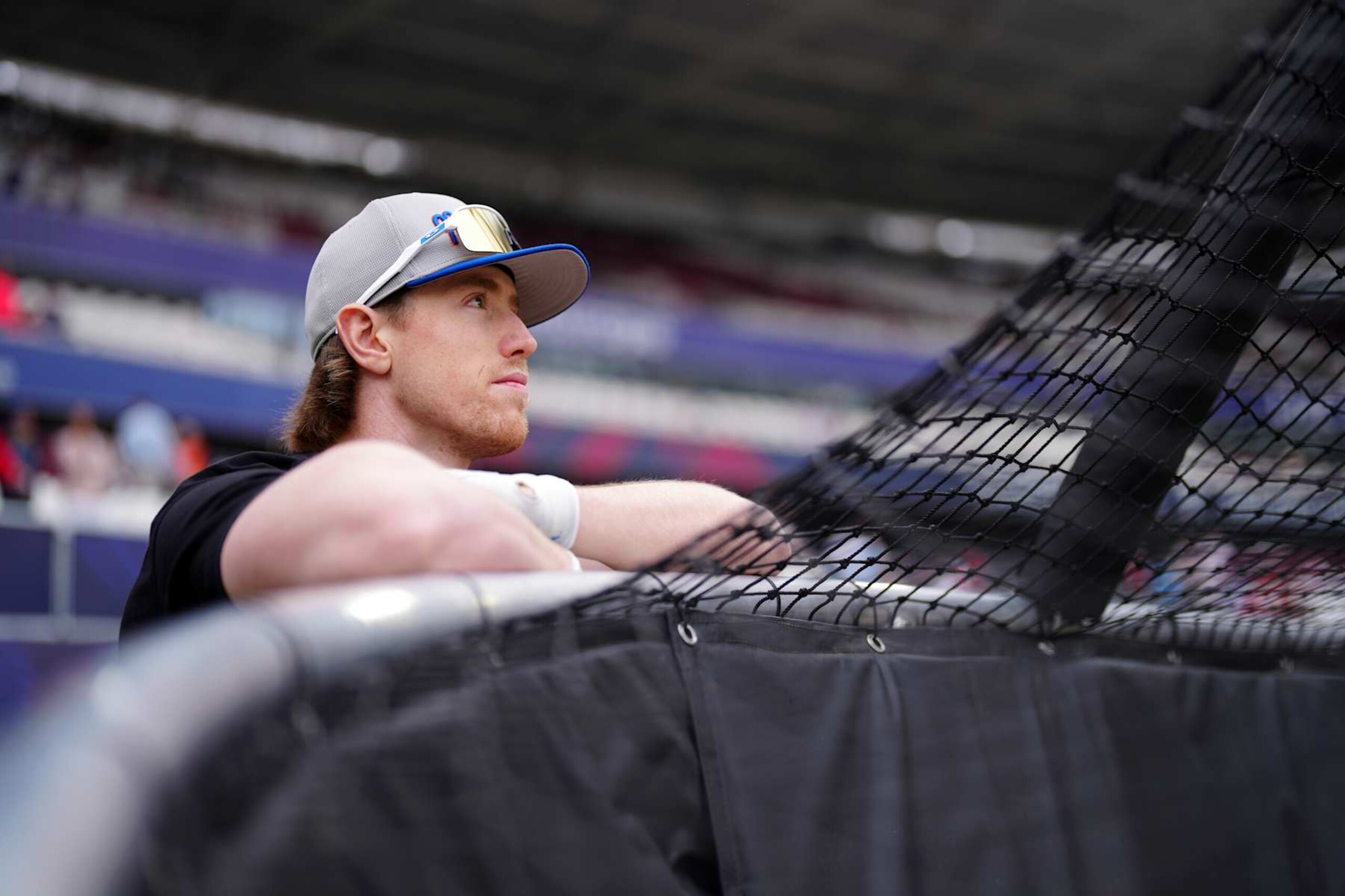 LONDON, ENGLAND - JUNE 09: Brett Baty #22 of the New York Mets looks on prior to the game between the New York Mets and the Philadelphia Phillies at London Stadium on Sunday, June 9, 2024 in London, England. (Photo by Daniel Shirey/MLB Photos via Getty Images) LONDON, ENGLAND - JUNE 09: Brett Baty #22 of the New York Mets looks on prior to the game between the New York Mets and the Philadelphia Phillies at London Stadium on Sunday, June 9, 2024 in London, England. (Photo by Daniel Shirey/MLB Photos via Getty Images)