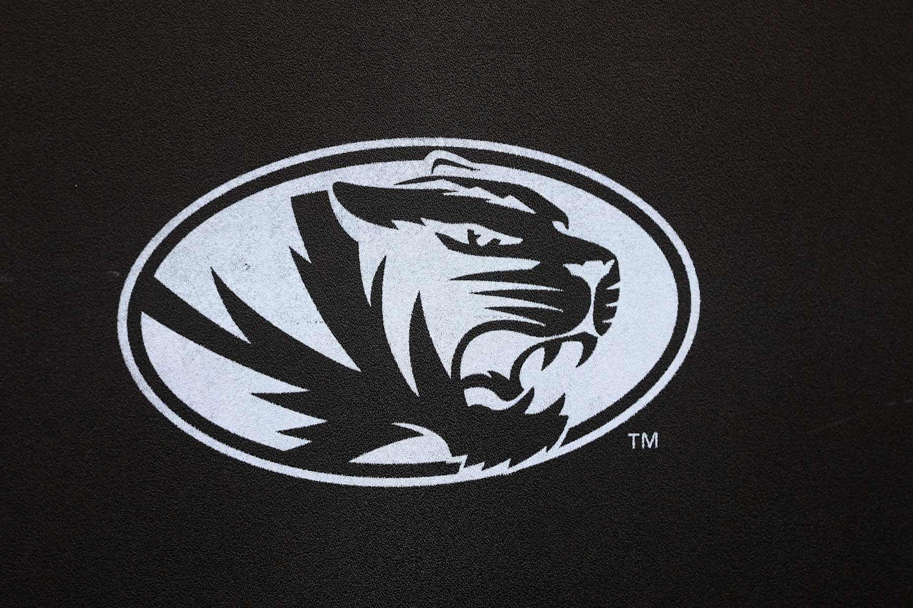 STARKVILLE, MS - NOVEMBER 23: A general view of a Missouri Tigers logo during the game between the Mississippi State Bulldogs and the Missouri Tigers on November 23, 2024 at Davis Wade Stadium in Starkville, Mississippi.  (Photo by Michael Wade/Icon Sportswire via Getty Images)