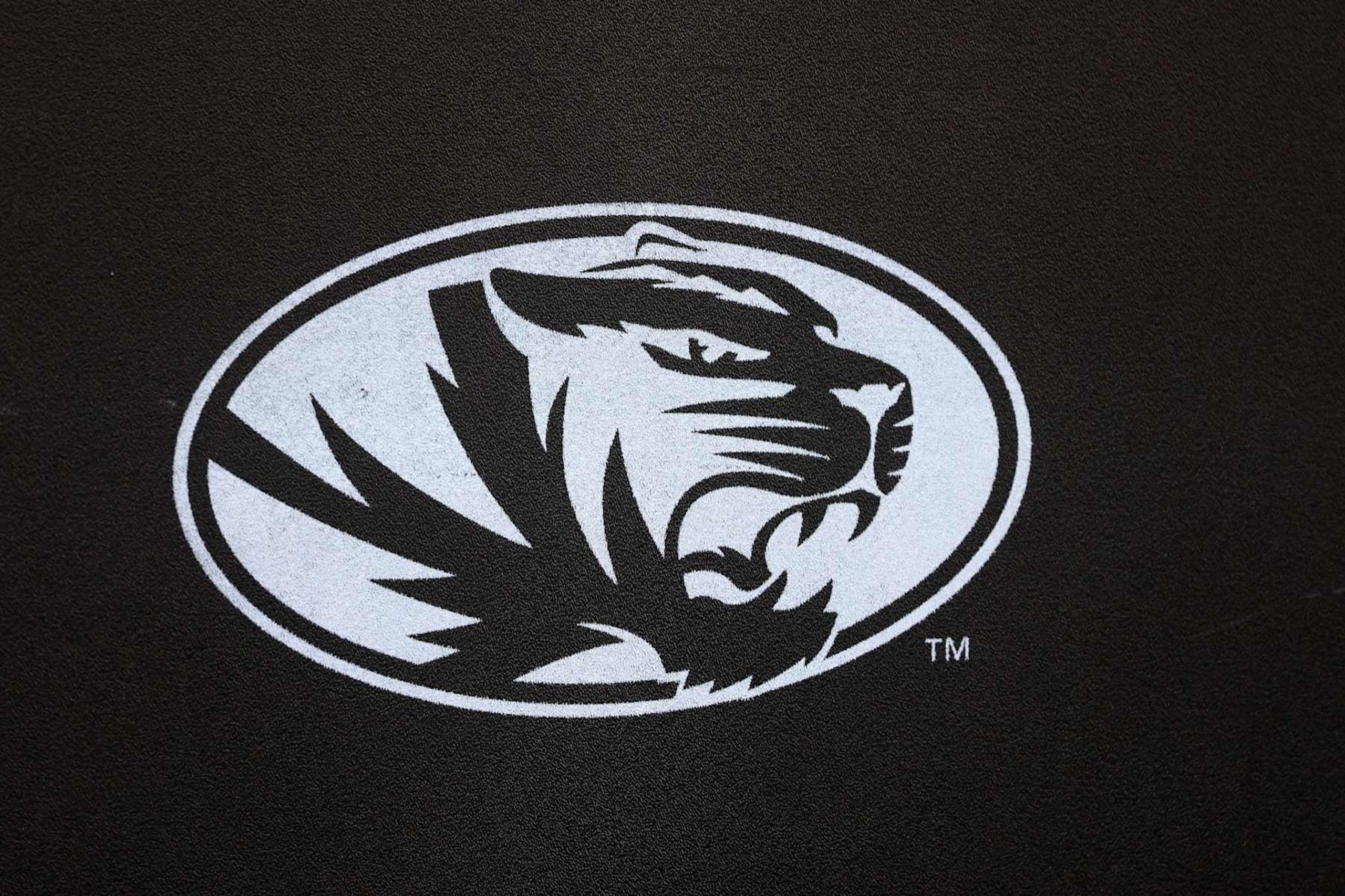 STARKVILLE, MS - NOVEMBER 23: A general view of a Missouri Tigers logo during the game between the Mississippi State Bulldogs and the Missouri Tigers on November 23, 2024 at Davis Wade Stadium in Starkville, Mississippi.  (Photo by Michael Wade/Icon Sportswire via Getty Images)