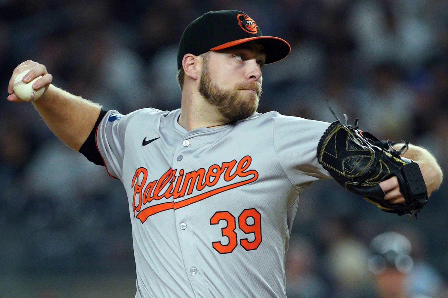 NEW YORK, NEW YORK - SEPTEMBER 26: Corbin Burnes #39 of the Baltimore Orioles pitches against the New York Yankees during the first inning at Yankee Stadium on September 26, 2024 in New York City. (Photo by Evan Bernstein/Getty Images)
