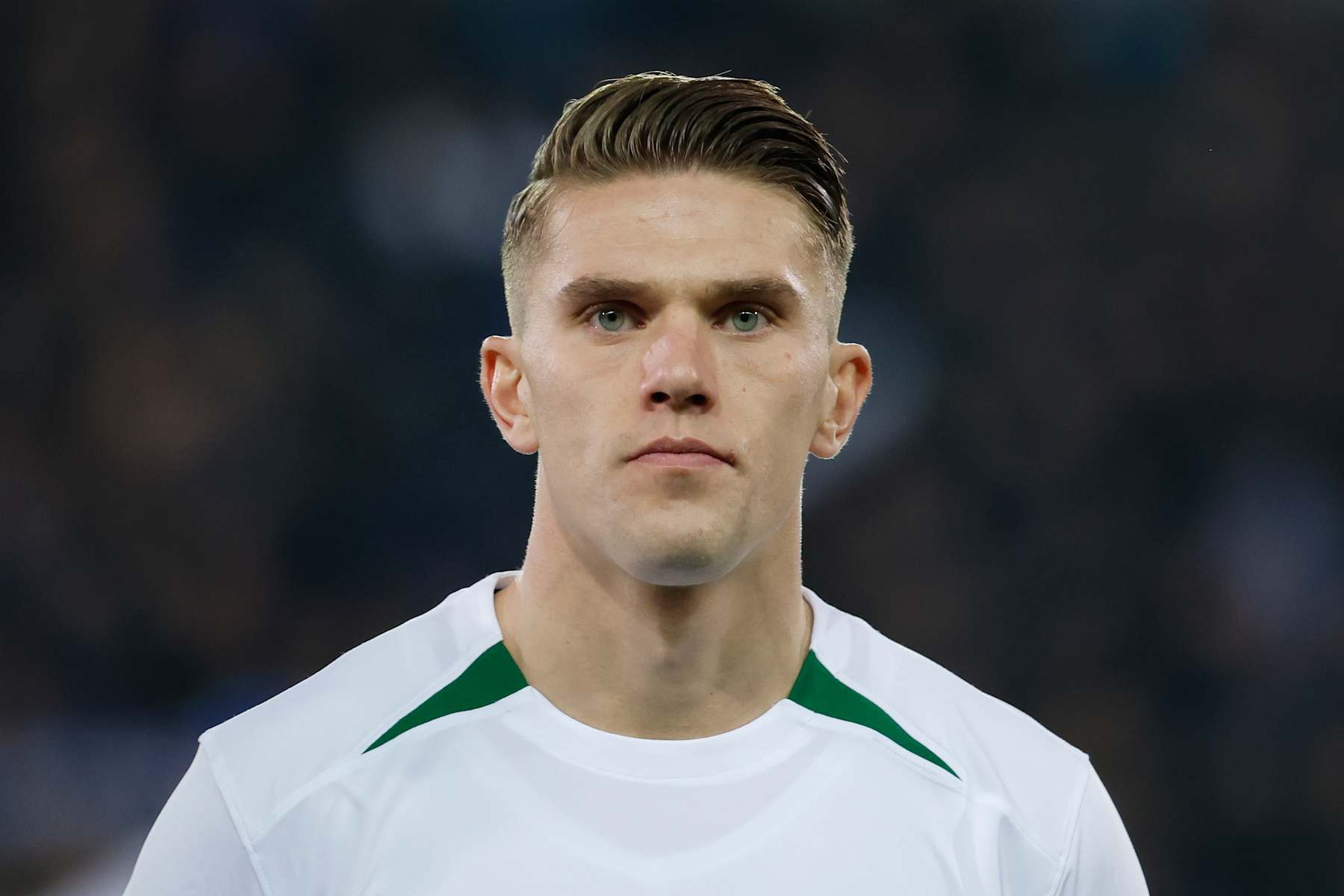 BRUGES, BELGIUM - DECEMBER 10: Viktor Gyokeres #9 of Sporting CP looks on before the UEFA Champions League 2024/25 League Phase MD6 match between Club Brugge KV and Sporting Clube de Portugal at Jan Breydelstadion on December 10, 2024 in Bruges, Belgium. (Photo by Catherine Steenkeste/Getty Images)