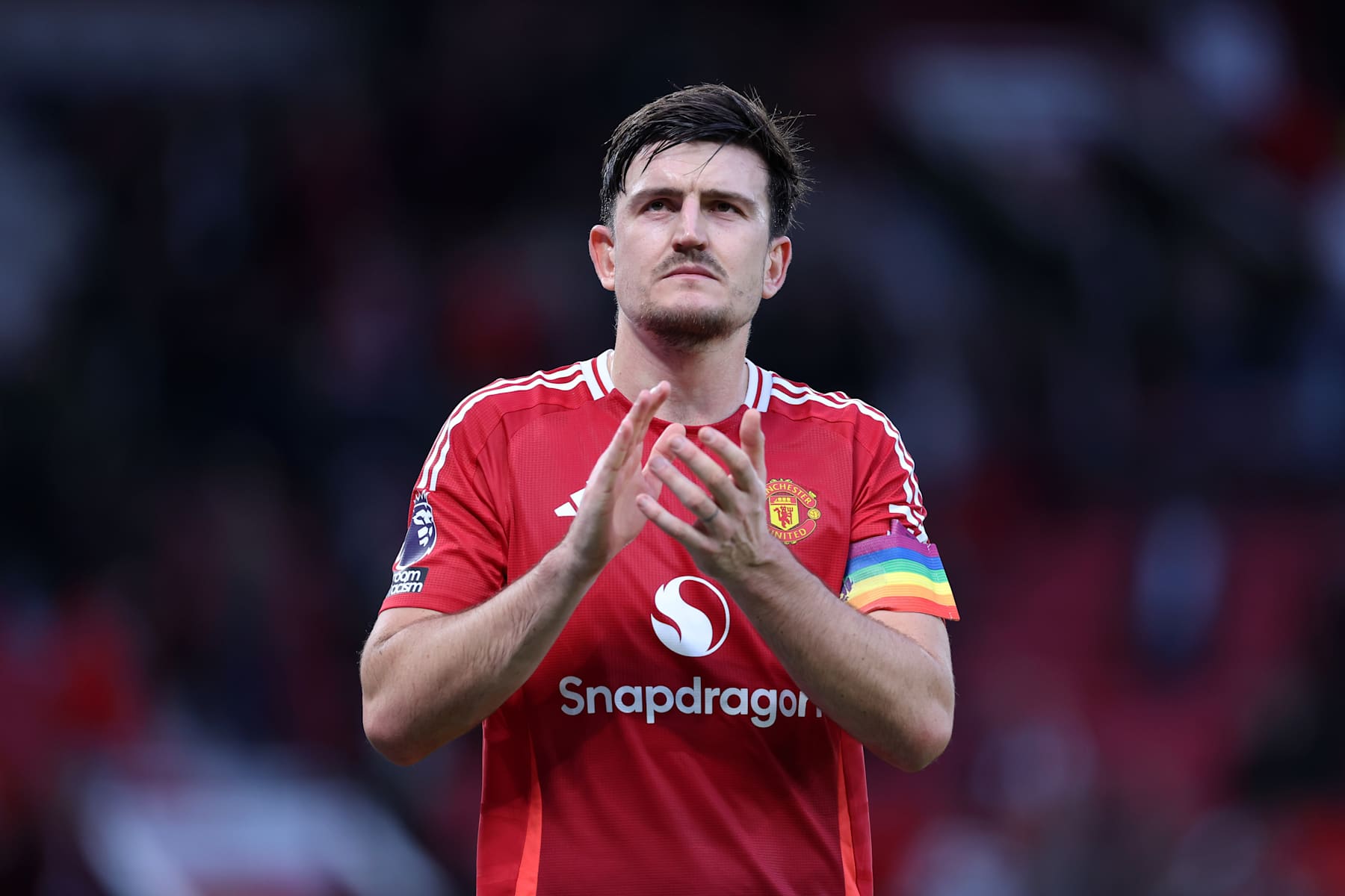MANCHESTER, ENGLAND - DECEMBER 01: Harry Maguire of Manchester United after the Premier League match between Manchester United FC and Everton FC at Old Trafford on December 01, 2024 in Manchester, England. (Photo by Alex Livesey/Getty Images)