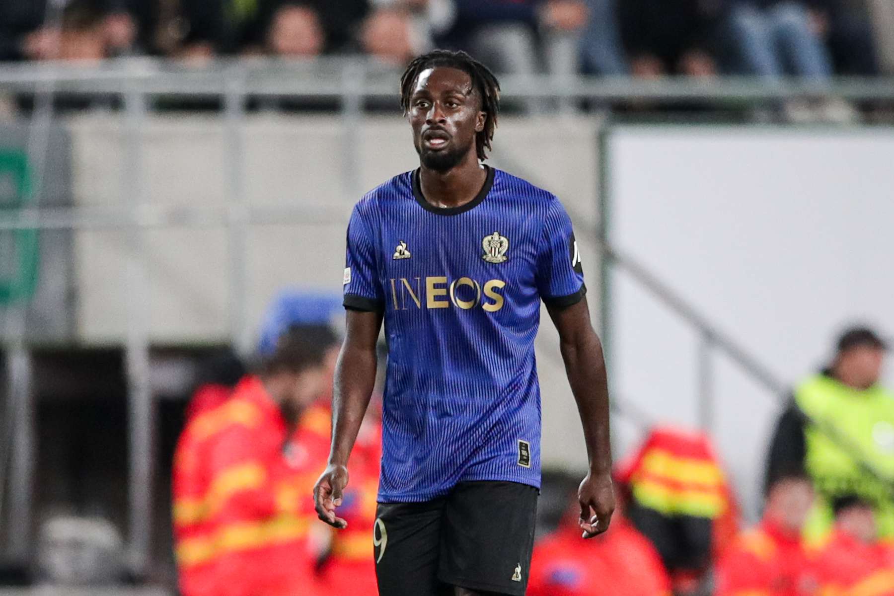 BUDAPEST, HUNGARY - 2024/10/24: Evann Guessand of Nice seen during the UEFA Europa League match between Ferencvaros and Nice at Grupama Arena. FInal Score; Ferencvaros 1: 0 Nice. (Photo by Grzegorz Wajda/SOPA Images/LightRocket via Getty Images)