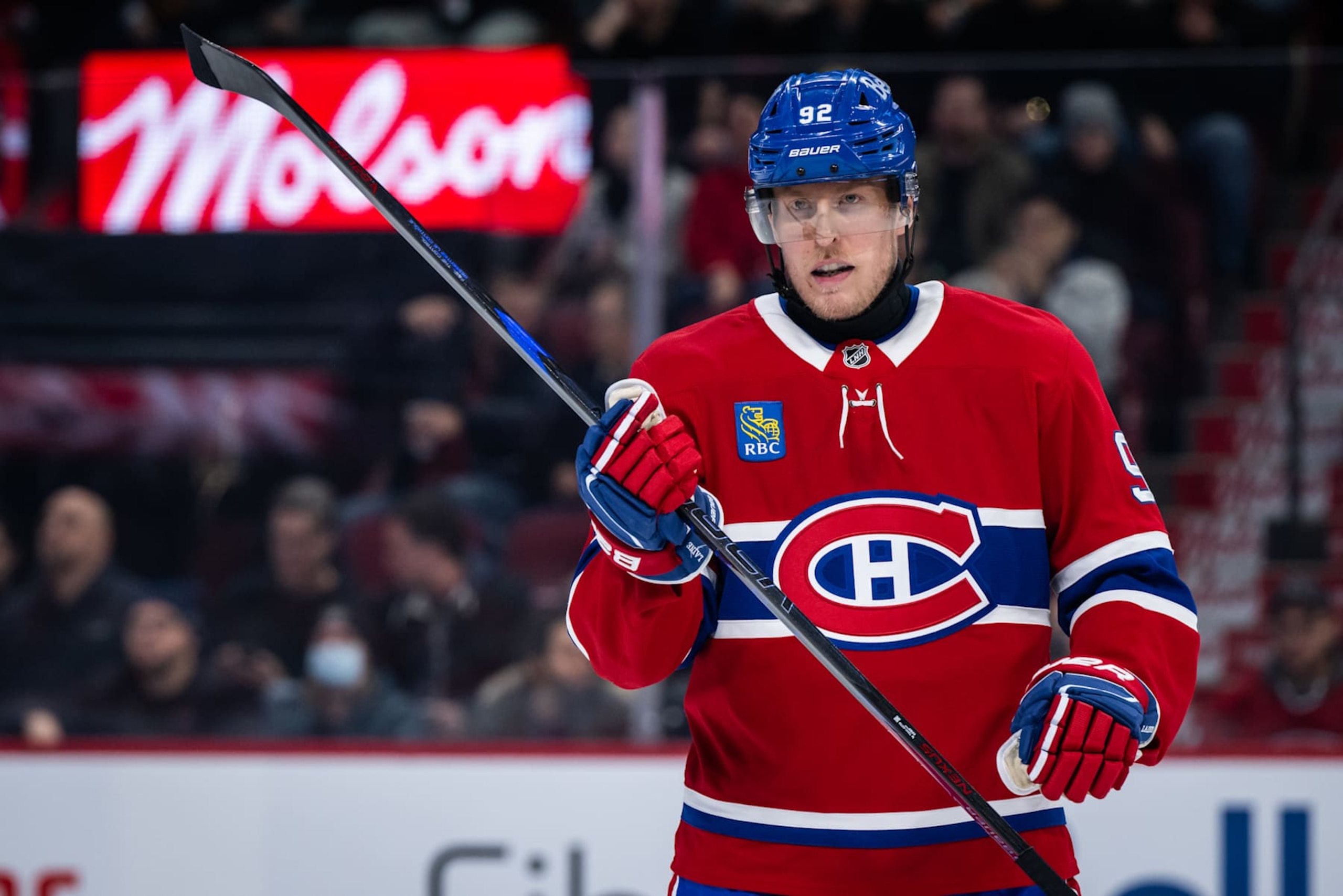MONTREAL, QC - DECEMBER 09: Patrik Laine (92) of the Montreal Canadiens waits for play to begin during the first period of the NHL game between the Anaheim Ducks and the Montreal Canadiens on Dec 09 2024, at the Bell Centre in Montreal, QC(Photo by Vincent Ethier/Icon Sportswire via Getty Images) MONTREAL, QC - DECEMBER 09: Patrik Laine (92) of the Montreal Canadiens waits for play to begin during the first period of the NHL game between the Anaheim Ducks and the Montreal Canadiens on Dec 09 2024, at the Bell Centre in Montreal, QC(Photo by Vincent Ethier/Icon Sportswire via Getty Images)