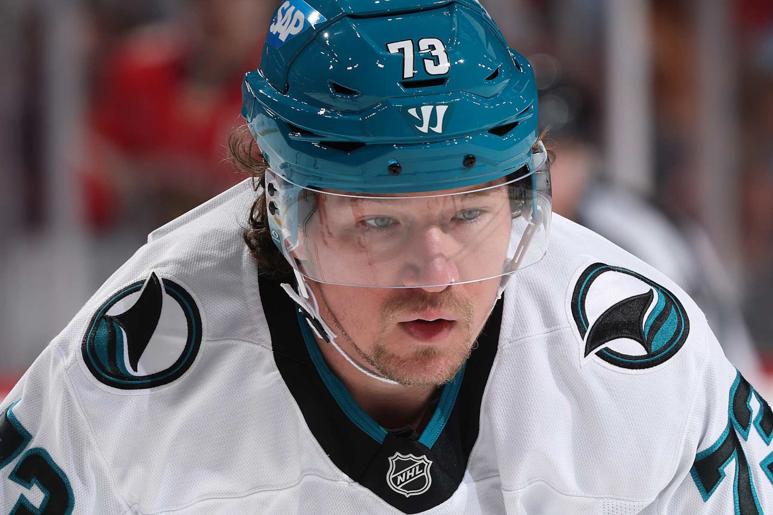 SUNRISE, FL - DECEMBER 7: Tyler Toffoli #73 of the San Jose Sharks prepares for a face-off against the Florida Panthers at the Amerant Bank Arena on December 7, 2024 in Sunrise, Florida. (Photo by Joel Auerbach/Getty Images) SUNRISE, FL - DECEMBER 7: Tyler Toffoli #73 of the San Jose Sharks prepares for a face-off against the Florida Panthers at the Amerant Bank Arena on December 7, 2024 in Sunrise, Florida. (Photo by Joel Auerbach/Getty Images)