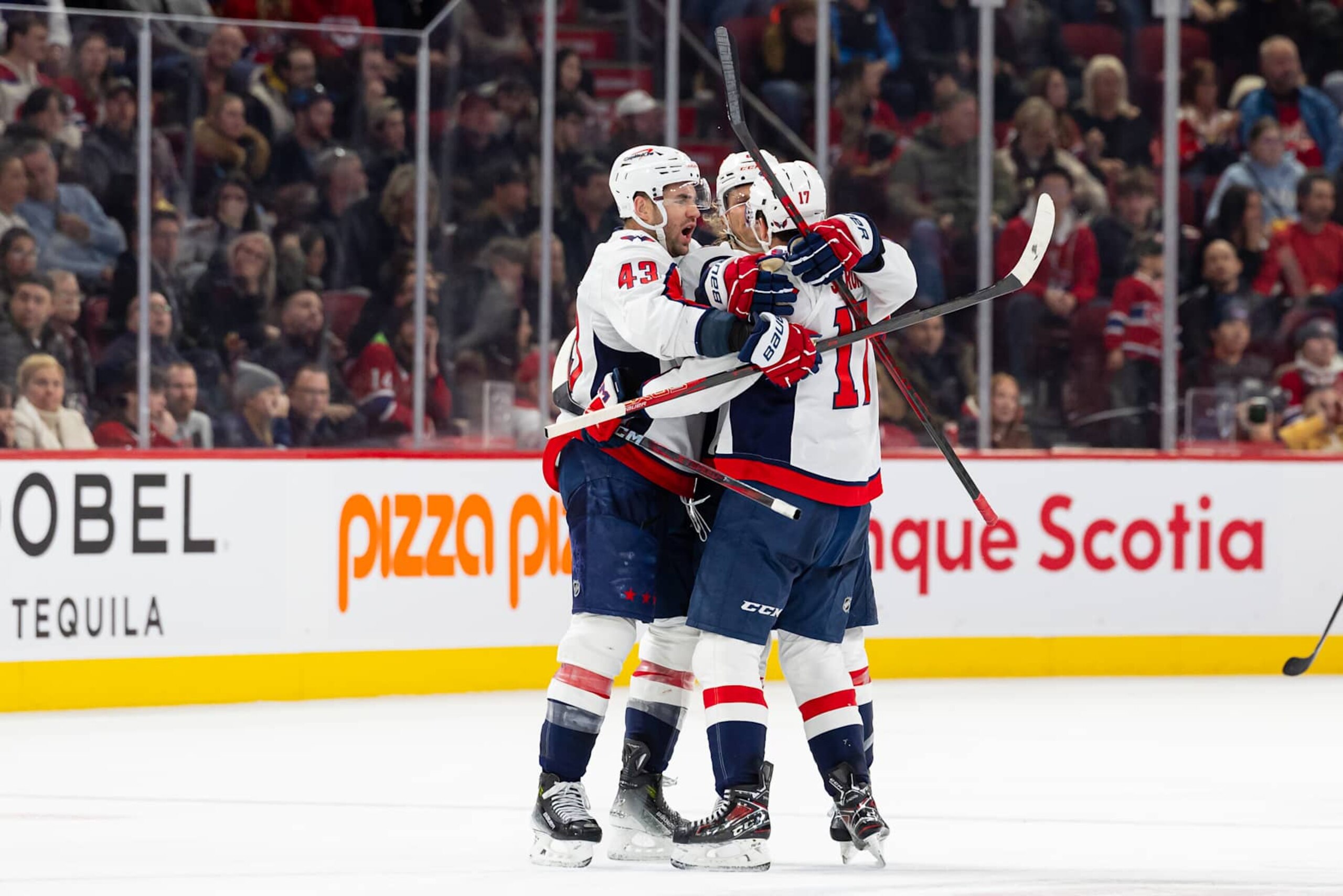 MONTREAL, CANADA- DECEMBER 7: Washington Capitals players celebrate after a goal during the third period of the NHL regular season game against the Montreal Canadiens at the Bell Centre on December 7, 2024 in Montreal, Quebec, Canada. The Washington Capitals defeated the Montreal Canadiens by a score of 4-2. (Photo by Vitor Munhoz/NHLI via Getty Images) MONTREAL, CANADA- DECEMBER 7: Washington Capitals players celebrate after a goal during the third period of the NHL regular season game against the Montreal Canadiens at the Bell Centre on December 7, 2024 in Montreal, Quebec, Canada. The Washington Capitals defeated the Montreal Canadiens by a score of 4-2. (Photo by Vitor Munhoz/NHLI via Getty Images)