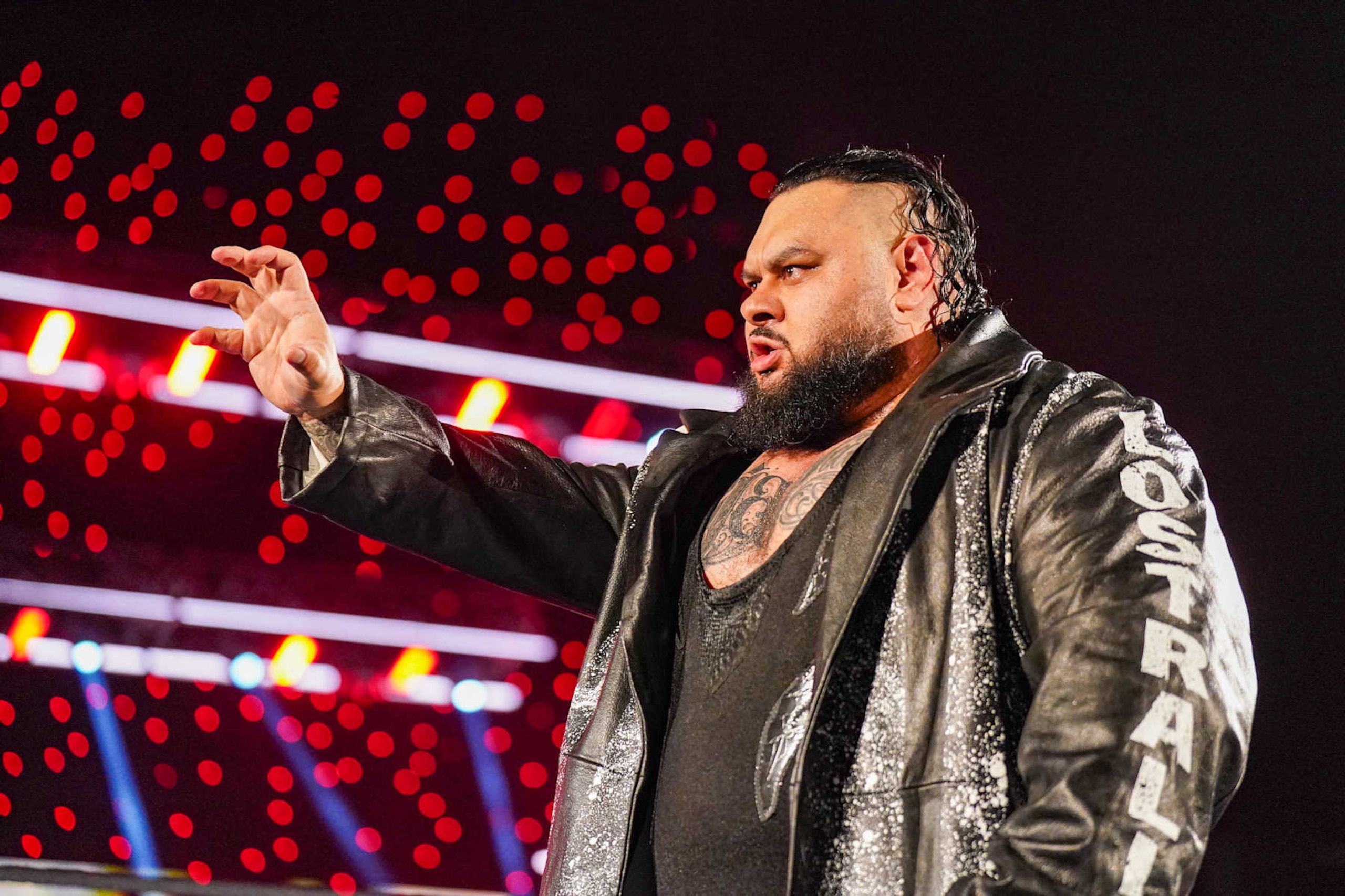GRAND RAPIDS, MICHIGAN - NOVEMBER 18: Bronson Reed enters the arena during Monday Night RAW at Van Andel Arena on November 18, 2024 in Grand Rapids, Michigan.  (Photo by WWE/Getty Images)