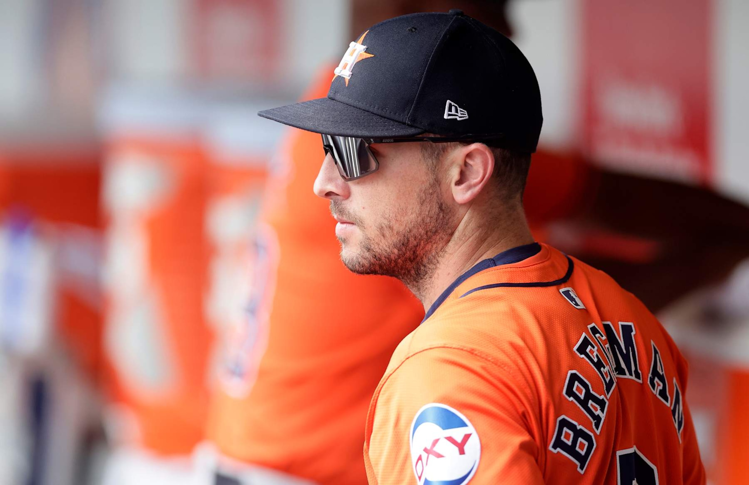 NEW YORK, NEW YORK - JUNE 30:  Alex Bregman #2 of the Houston Astros looks on before a game against the nnat Citi Field on June 30, 2024 in New York City. The Astros defeated the Mets 10-5 in eleven innings. (Photo by Jim McIsaac/Getty Images)