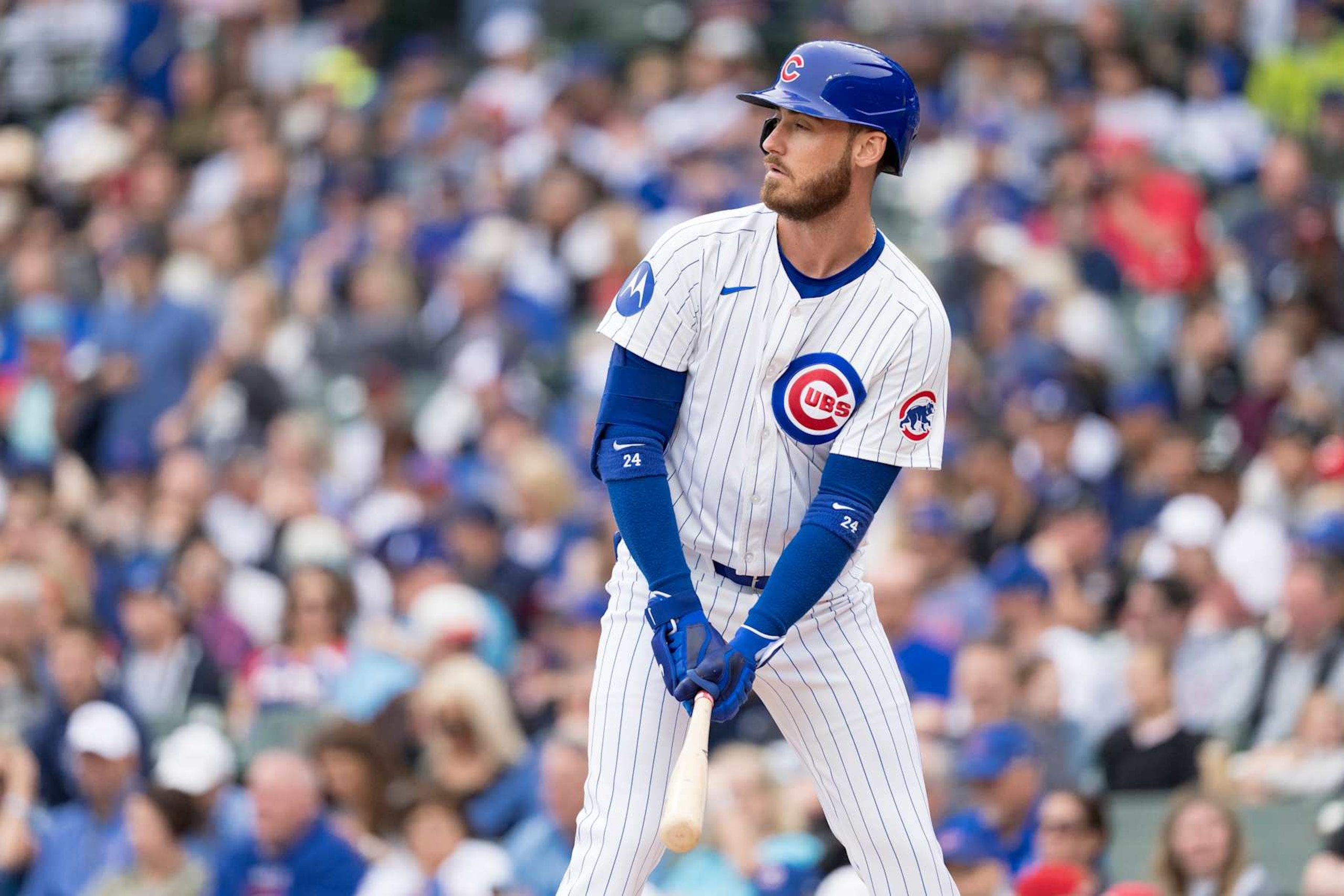 CHICAGO, ILLINOIS - SEPTEMBER 27: Cody Bellinger #24 of the Chicago Cubs bats in a game against the Cincinnati Reds at Wrigley Field on September 27, 2024 in Chicago, Illinois. (Photo by Matt Dirksen/Chicago Cubs/Getty Images)