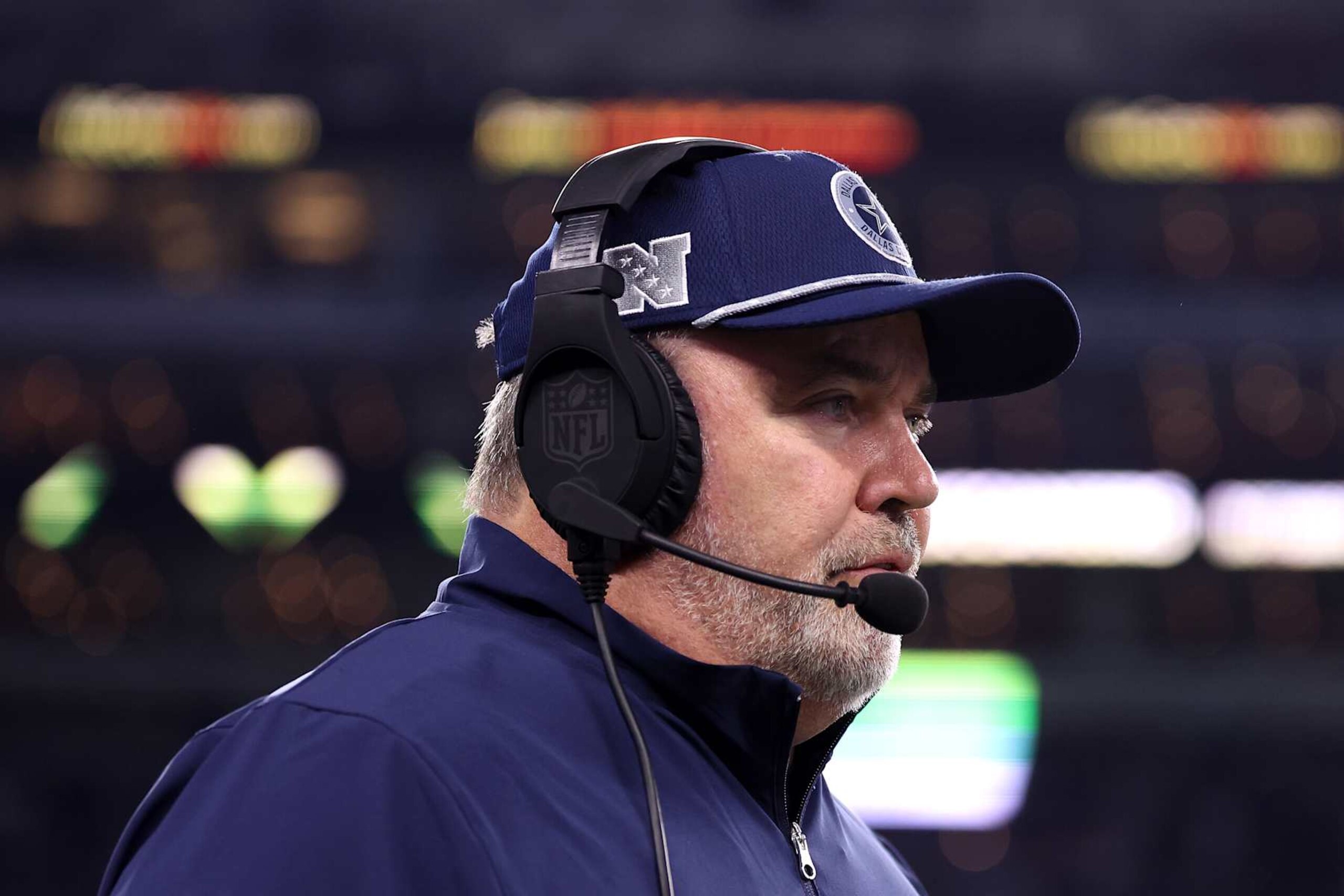 ARLINGTON, TEXAS - DECEMBER 09: Head coach Mike McCarthy of the Dallas Cowboys looks on against the Cincinnati Bengals during the second quarter in the game at AT&T Stadium on December 09, 2024 in Arlington, Texas. (Photo by Sam Hodde/Getty Images)