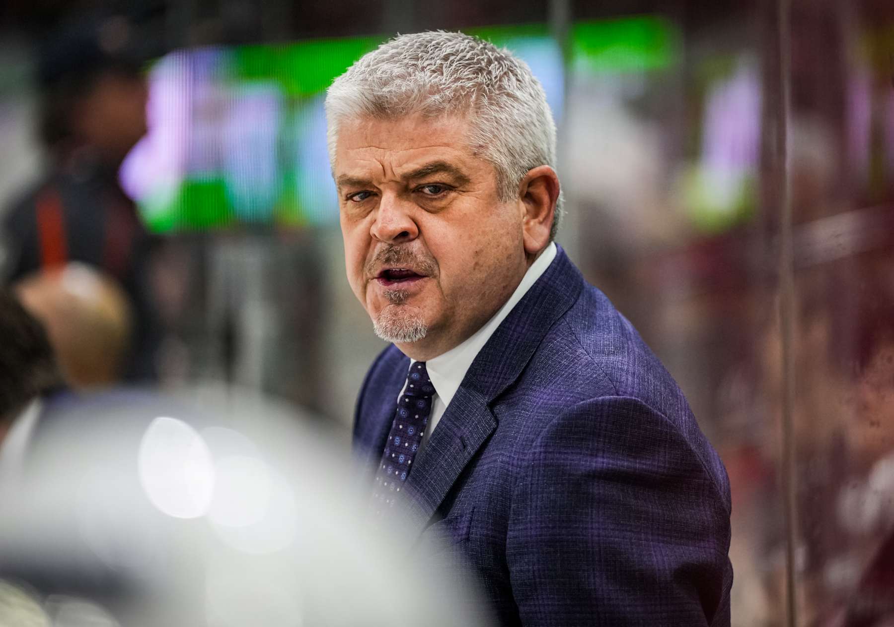 RALEIGH, NORTH CAROLINA - JANUARY 15: Head coach Todd McLellan of the Los Angeles Kings is seen on the bench during the second period against the Carolina Hurricanes at PNC Arena on January 15, 2024 in Raleigh, North Carolina. (Photo by Josh Lavallee/NHLI via Getty Images)