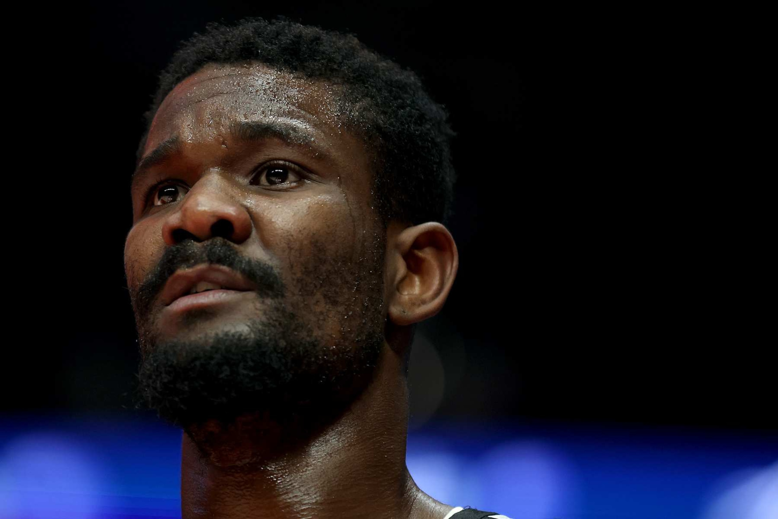 PORTLAND, OREGON - DECEMBER 06: Deandre Ayton #2 of the Portland Trail Blazers looks on during the first half against the Utah Jazz at Moda Center on December 06, 2024 in Portland, Oregon. NOTE TO USER: User expressly acknowledges and agrees that, by downloading and or using this photograph, User is consenting to the terms and conditions of the Getty Images License Agreement. (Photo by Steph Chambers/Getty Images)