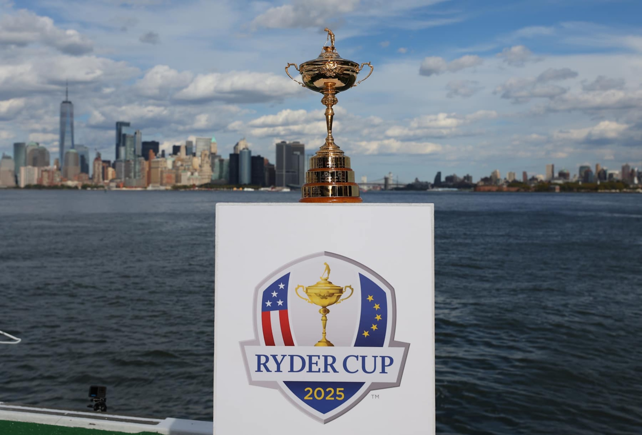 NEW YORK, NEW YORK - OCTOBER 08: The Ryder Cup Trophy is seen during the Ryder Cup 2024 Year to Go Media Event on October 08, 2024 in New York, New York. (Photo by Andrew Redington/Getty Images) NEW YORK, NEW YORK - OCTOBER 08: The Ryder Cup Trophy is seen during the Ryder Cup 2024 Year to Go Media Event on October 08, 2024 in New York, New York. (Photo by Andrew Redington/Getty Images)