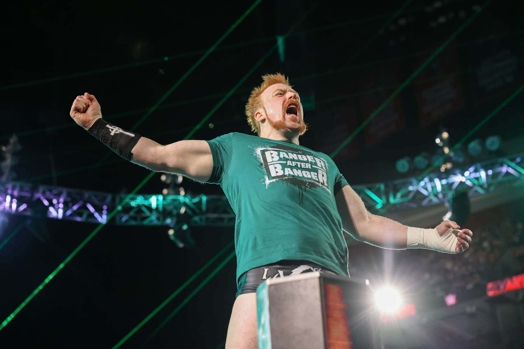 SUNRISE, FLORIDA - AUGUST 19: Sheamus enters the ring during Monday Night RAW at Amerant Bank Arena on August 19, 2024 in Sunrise, Florida.  (Photo by WWE/Getty Images)