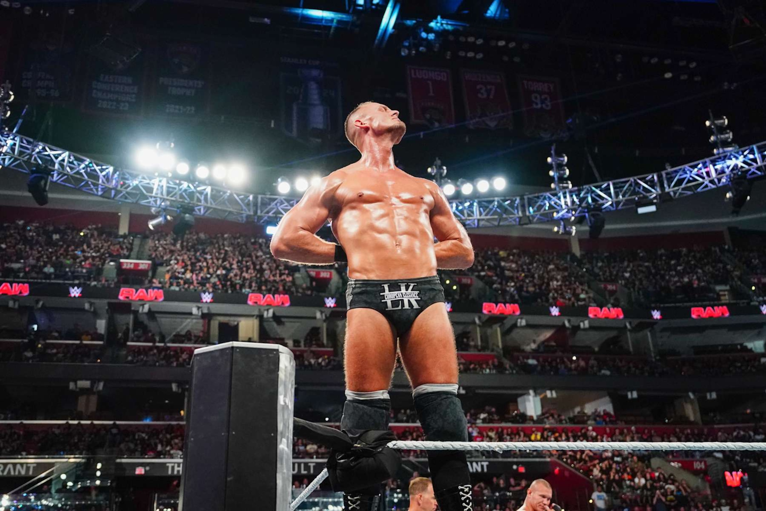 SUNRISE, FLORIDA - AUGUST 19: Ludwig Kaiser enters the ring during Monday Night RAW at Amerant Bank Arena on August 19, 2024 in Sunrise, Florida.  (Photo by WWE/Getty Images)