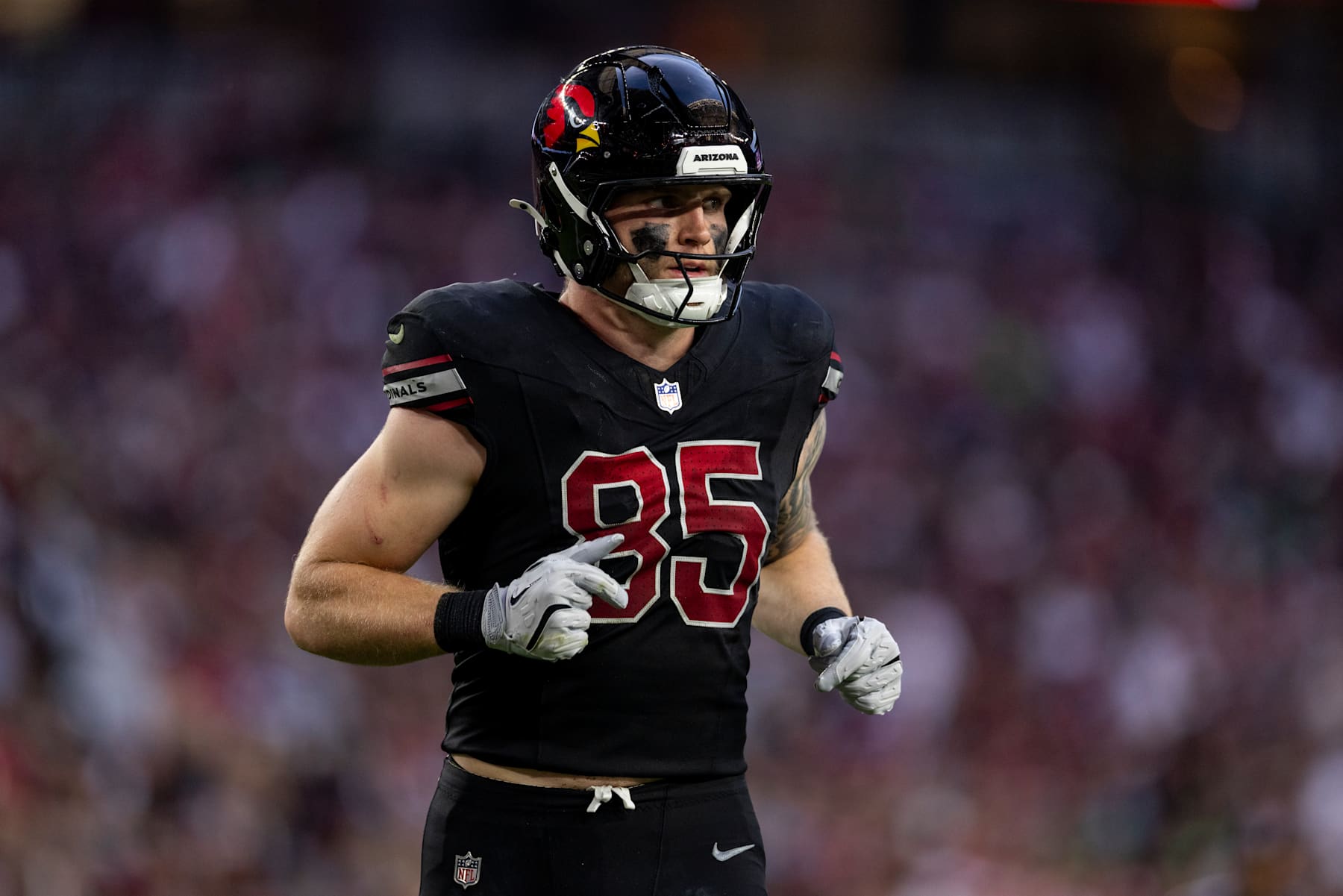 GLENDALE, ARIZONA - DECEMBER 8: Trey McBride #85 of the Arizona Cardinals runs during an NFL Football game against the Seattle Seahawks at State Farm Stadium on December 08, 2024 in Glendale, Arizona. (Photo by Michael Owens/Getty Images)