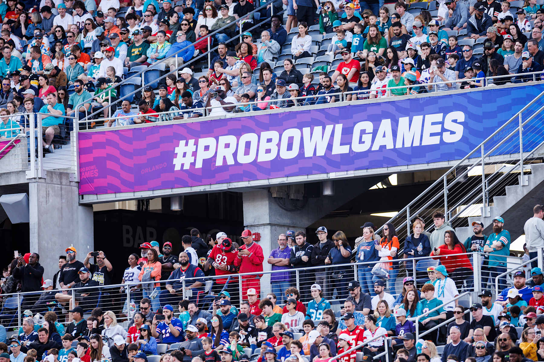 ORLANDO, FLORIDA - FEBRUARY 04: A general view of signag during the 2024 NFL Pro Bowl at Camping World Stadium on February 04, 2024 in Orlando, Florida. (Photo by James Gilbert/Getty Images)
