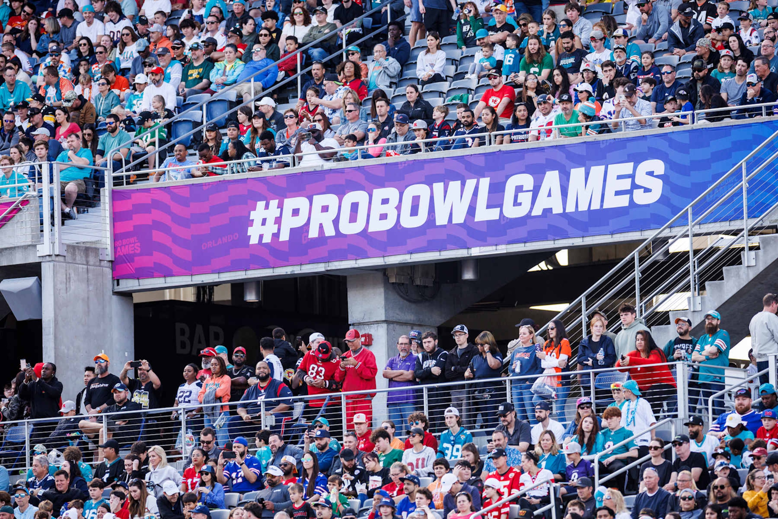 ORLANDO, FLORIDA - FEBRUARY 04: A general view of signag during the 2024 NFL Pro Bowl at Camping World Stadium on February 04, 2024 in Orlando, Florida. (Photo by James Gilbert/Getty Images)