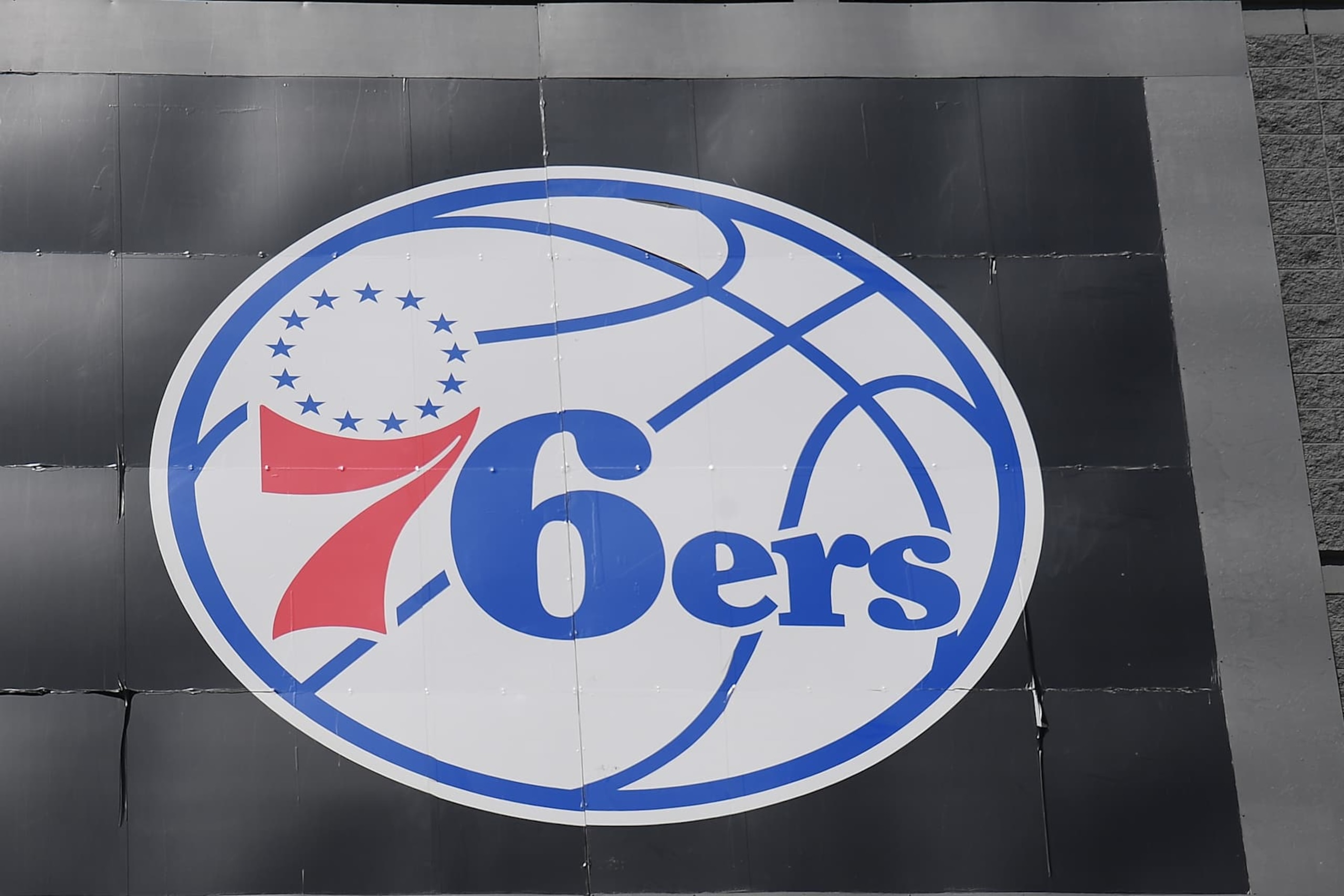 PHILADELPHIA, PA - MAY 27: A detail view of the Philadelphia 76ers logo outside the Wells Fargo Center as seen before the NCAA Division I Men's Lacrosse Championships Semifinal game between the Duke Blue Devils and the Penn State Nittany Lions on May 27, 2023, at Lincoln Financial Field in Philadelphia, PA. (Photo by Erica Denhoff/Icon Sportswire via Getty Images) PHILADELPHIA, PA - MAY 27: A detail view of the Philadelphia 76ers logo outside the Wells Fargo Center as seen before the NCAA Division I Men's Lacrosse Championships Semifinal game between the Duke Blue Devils and the Penn State Nittany Lions on May 27, 2023, at Lincoln Financial Field in Philadelphia, PA. (Photo by Erica Denhoff/Icon Sportswire via Getty Images)