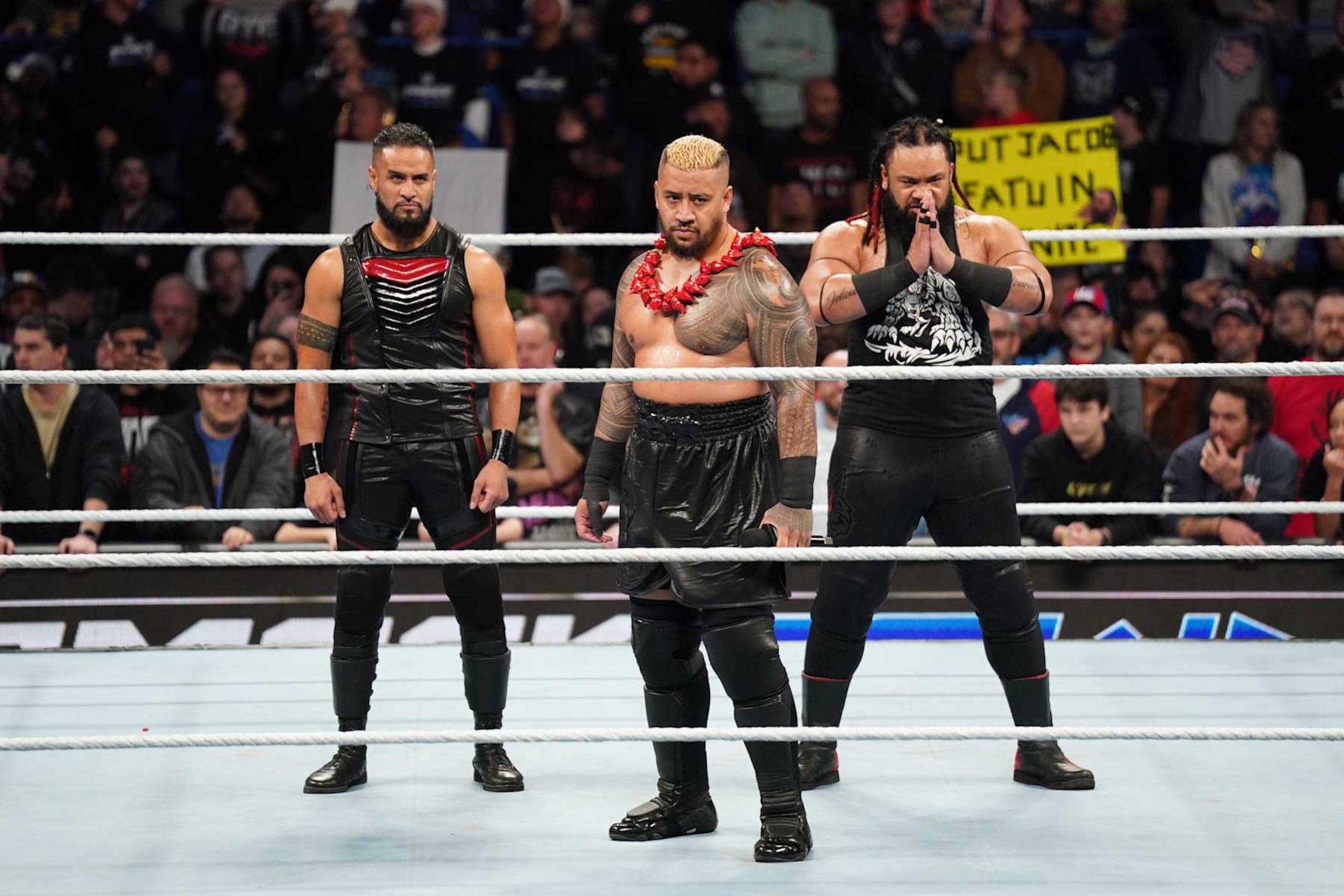 HARTFORD, CONNECTICUT - DECEMBER 13: Tama Tonga; Solo Sikoa and Jacob Fatu make their entrance during Friday Night SmackDown at XL Center on December 13, 2024 in Hartford, Connecticut. (Photo by WWE/Getty Images) HARTFORD, CONNECTICUT - DECEMBER 13: Tama Tonga; Solo Sikoa and Jacob Fatu make their entrance during Friday Night SmackDown at XL Center on December 13, 2024 in Hartford, Connecticut. (Photo by WWE/Getty Images)