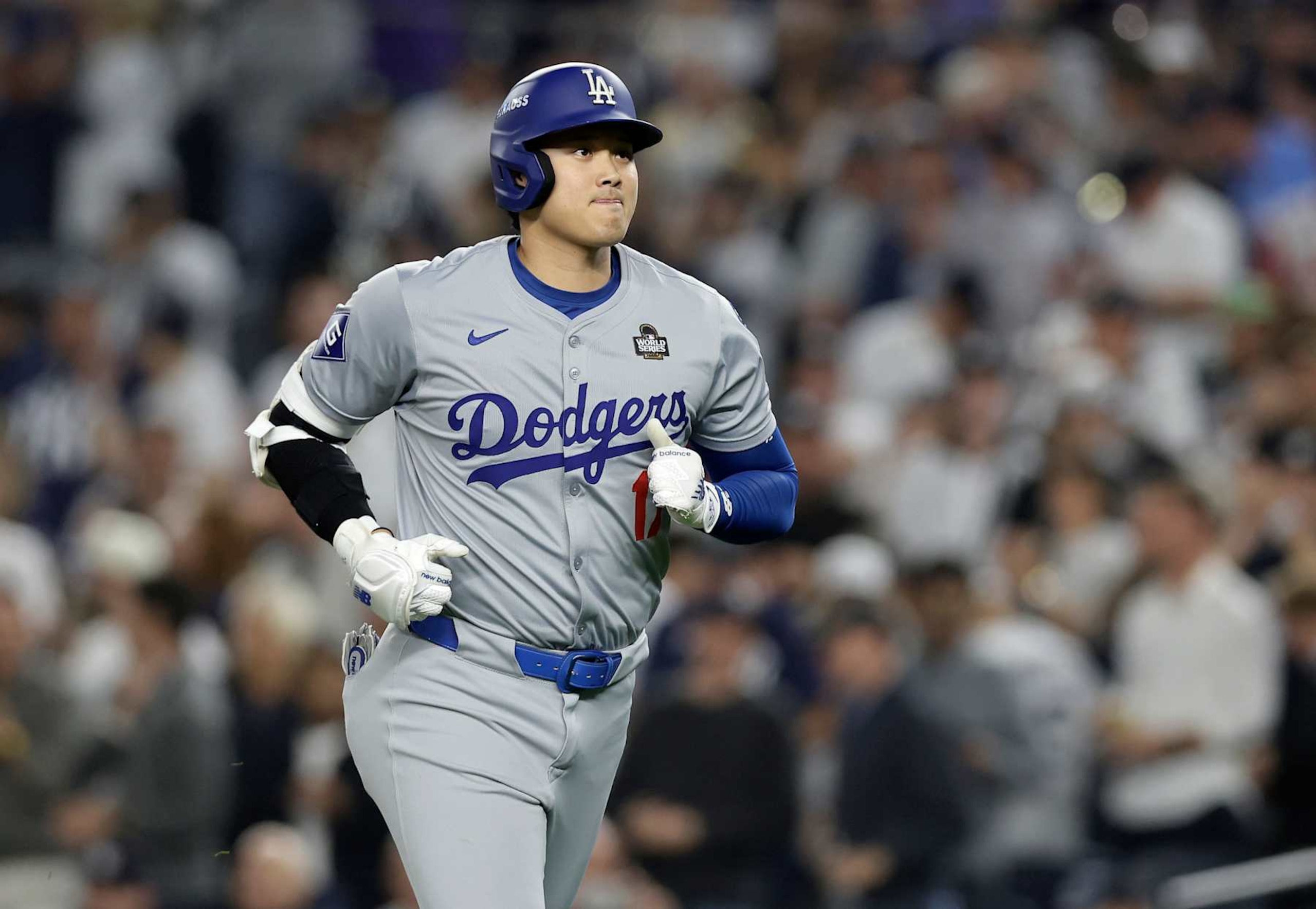 NEW YORK, NEW YORK - OCTOBER 30: (NEW YORK DAILIES OUT) Shohei Ohtani #17 of the Los Angeles Dodgers in action against the New York Yankees during Game Five of the 2024 World Series at Yankee Stadium on October 30, 2024 in New York City. The Dodgers defeated the Yankees 7-6. (Photo by Jim McIsaac/Getty Images) NEW YORK, NEW YORK - OCTOBER 30: (NEW YORK DAILIES OUT) Shohei Ohtani #17 of the Los Angeles Dodgers in action against the New York Yankees during Game Five of the 2024 World Series at Yankee Stadium on October 30, 2024 in New York City. The Dodgers defeated the Yankees 7-6. (Photo by Jim McIsaac/Getty Images)