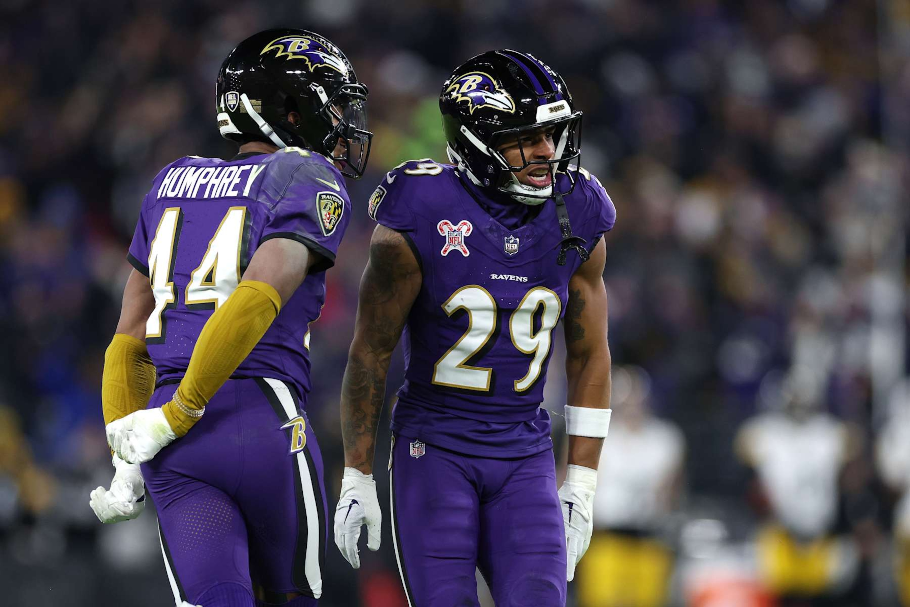 Ravens CB Marlon Humphrey (left) and Ar'Darius Washington (right) Ravens CB Marlon Humphrey (left) and Ar'Darius Washington (right)